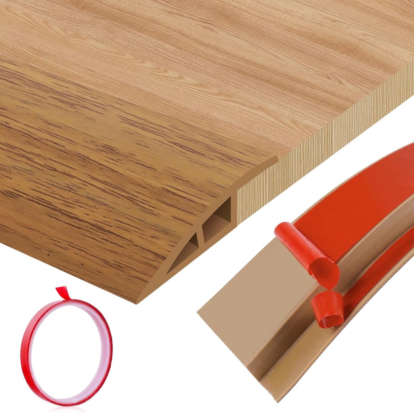 Floor Transition Strip Door Threshold 79" Floor Transition Reducer Trim on The Edges Threshold Strip Self Adhesive Suitable for Doorways, Tiles, Carpet