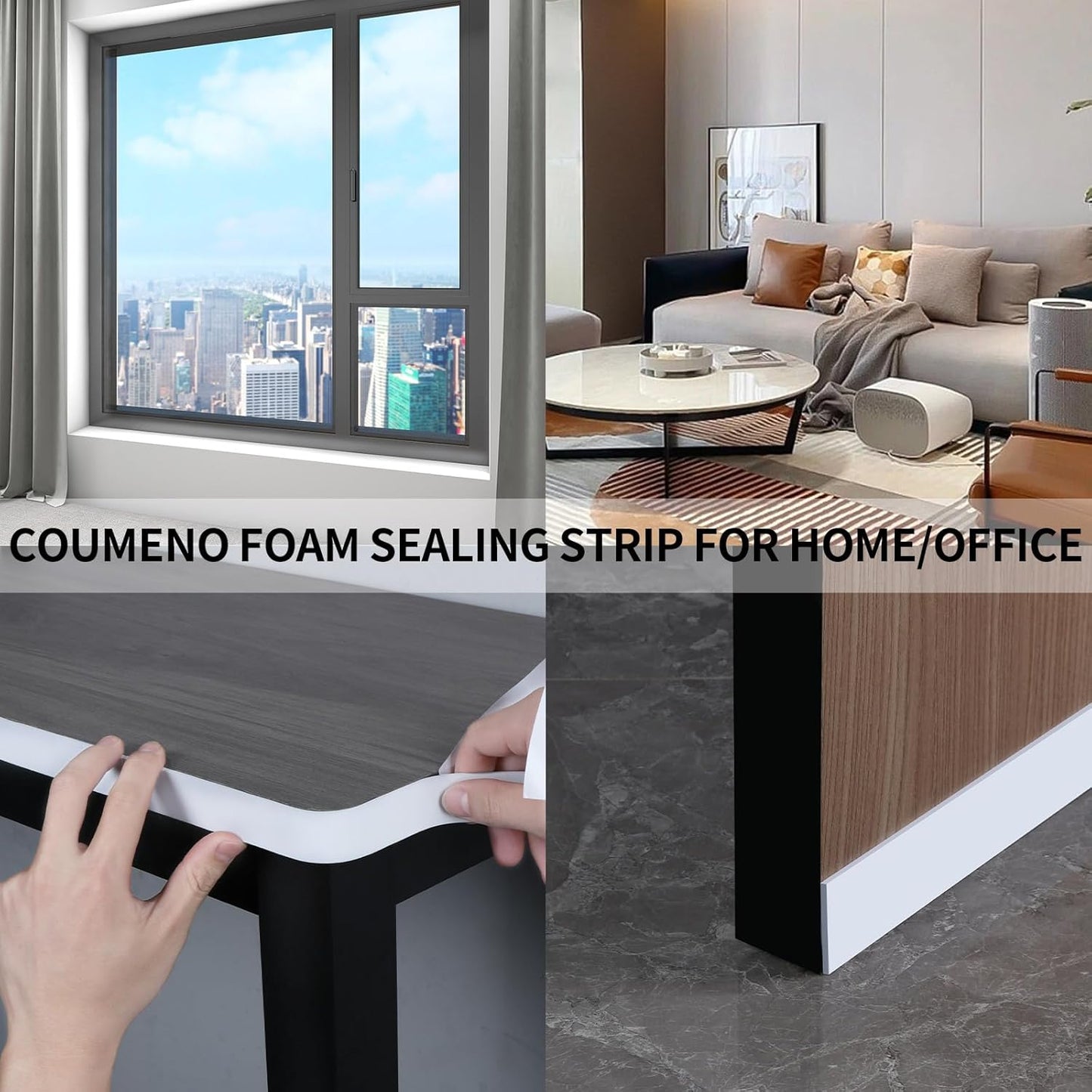 2 Pack Single-Sided Adhesive Foam Tape 1inX9.84FT Single-Sided Sealing Strip Foam Pad Sponge Tape Window Weatherproof White