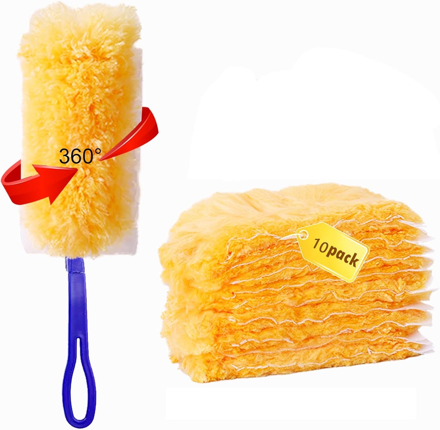 10 Count Heavy Duty Duster Kit for Swiffer Duster, Unscented Disposable Dusters with 1 Handle for Cleaning