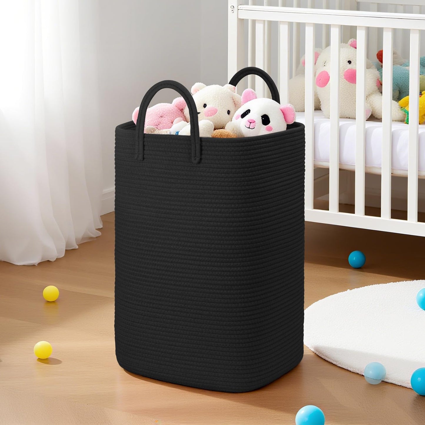 Laundry Basket,Woven Cotton Rope Laundry Hamper,60L Versatile Storage for Dirty Clothes,Baby Toys,and Blankets in Bathroom, Nursery,and Living Room