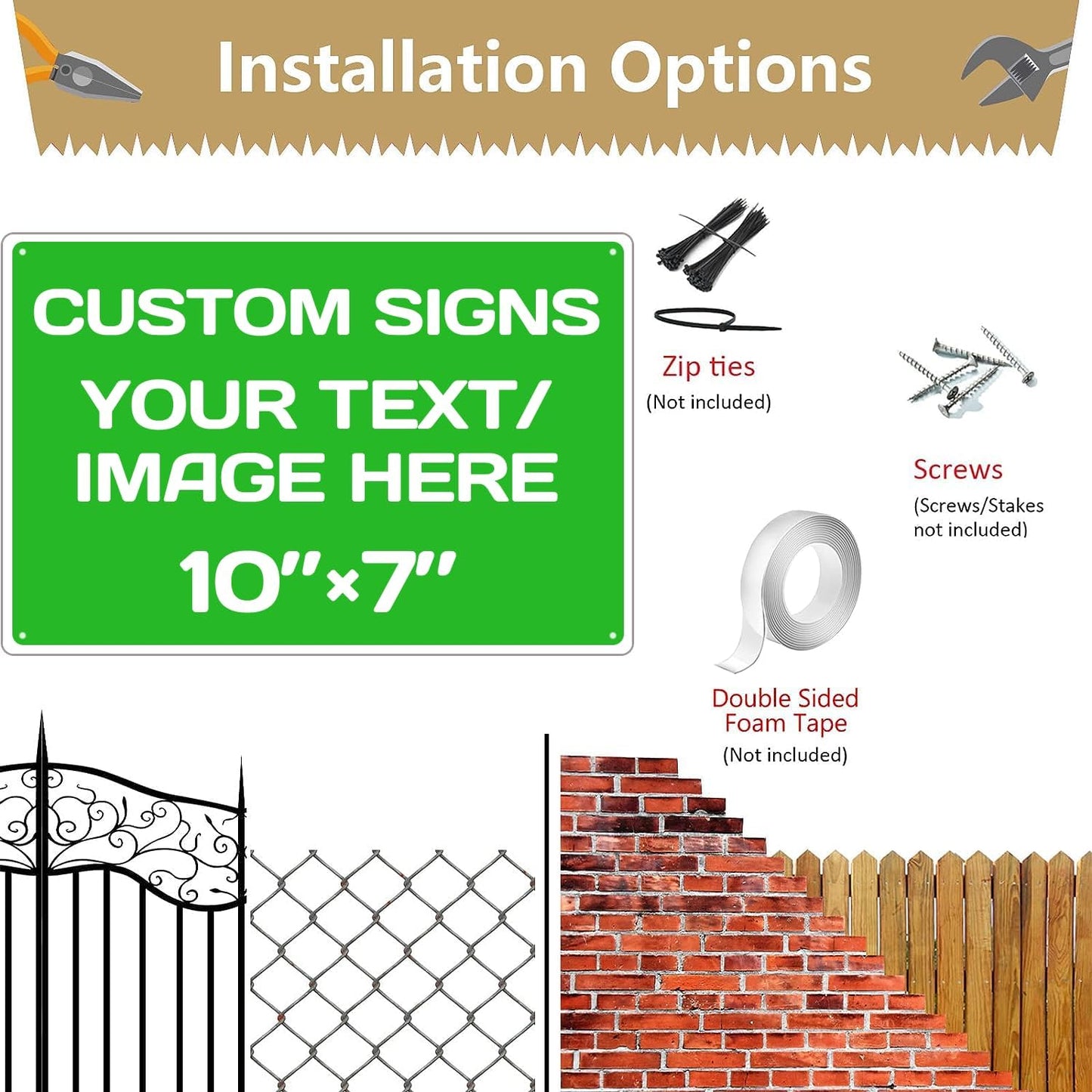 Personalized Aluminum Metal Signs - Weatherproof, Custom Text & Picture, Multiple Sizes, Hazard, Garden, Custom Door, Business Signs