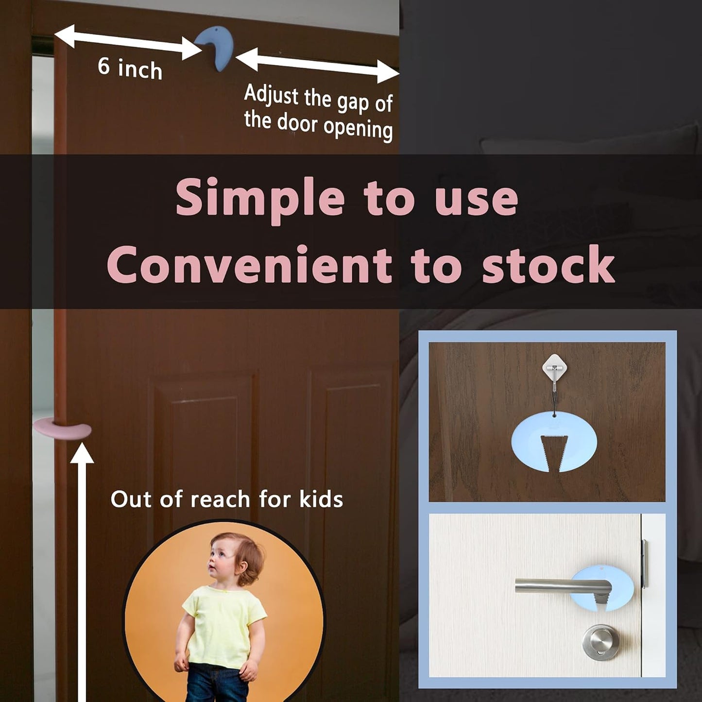 Door Pinch Guard and Door Slam Stopper, Durable Silicone Door Finger Pinch Guard, Prevents Finger Pinch Injuries, Slamming Doors, Door Safety for Kids, 4 Packs Blue Basic.