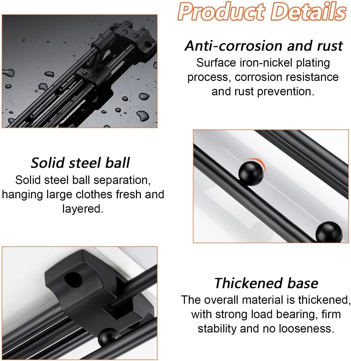 30cm Pull Out Closet Rod Heavy Duty Retractable,17 FT Indoor and Outdoor Retractable Clothesline,Wall Mounted Stainless Steel Retractable Clothesline (Dark Black)