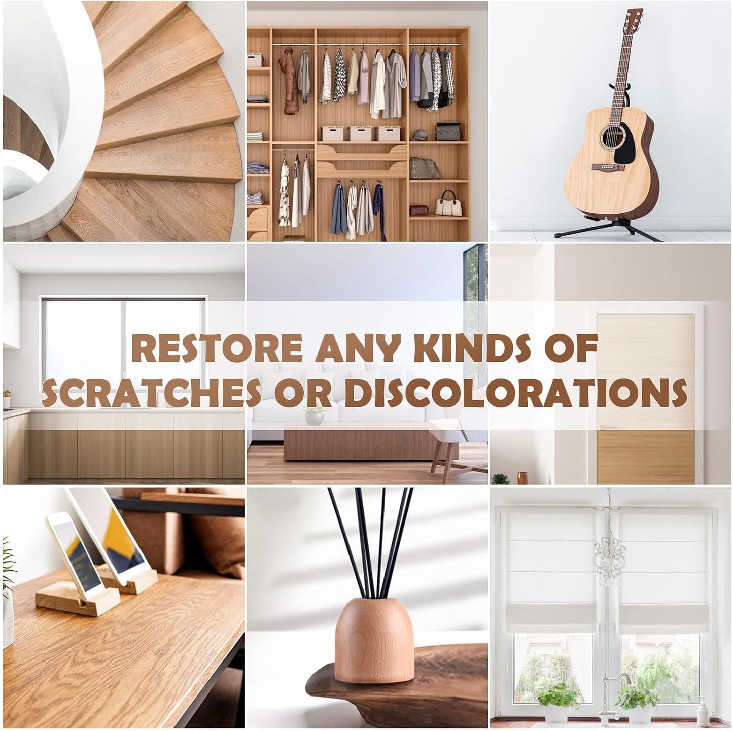 SEISSO Wood Scratch Repair Kit - Set of 36 Wood Filler Putty for Scratches Furniture Markers Touch Up Vinyl Floor Repair Kit - Restore a Finish, Cover Hardwood Scratches, Cracks, Hole, Table, Door