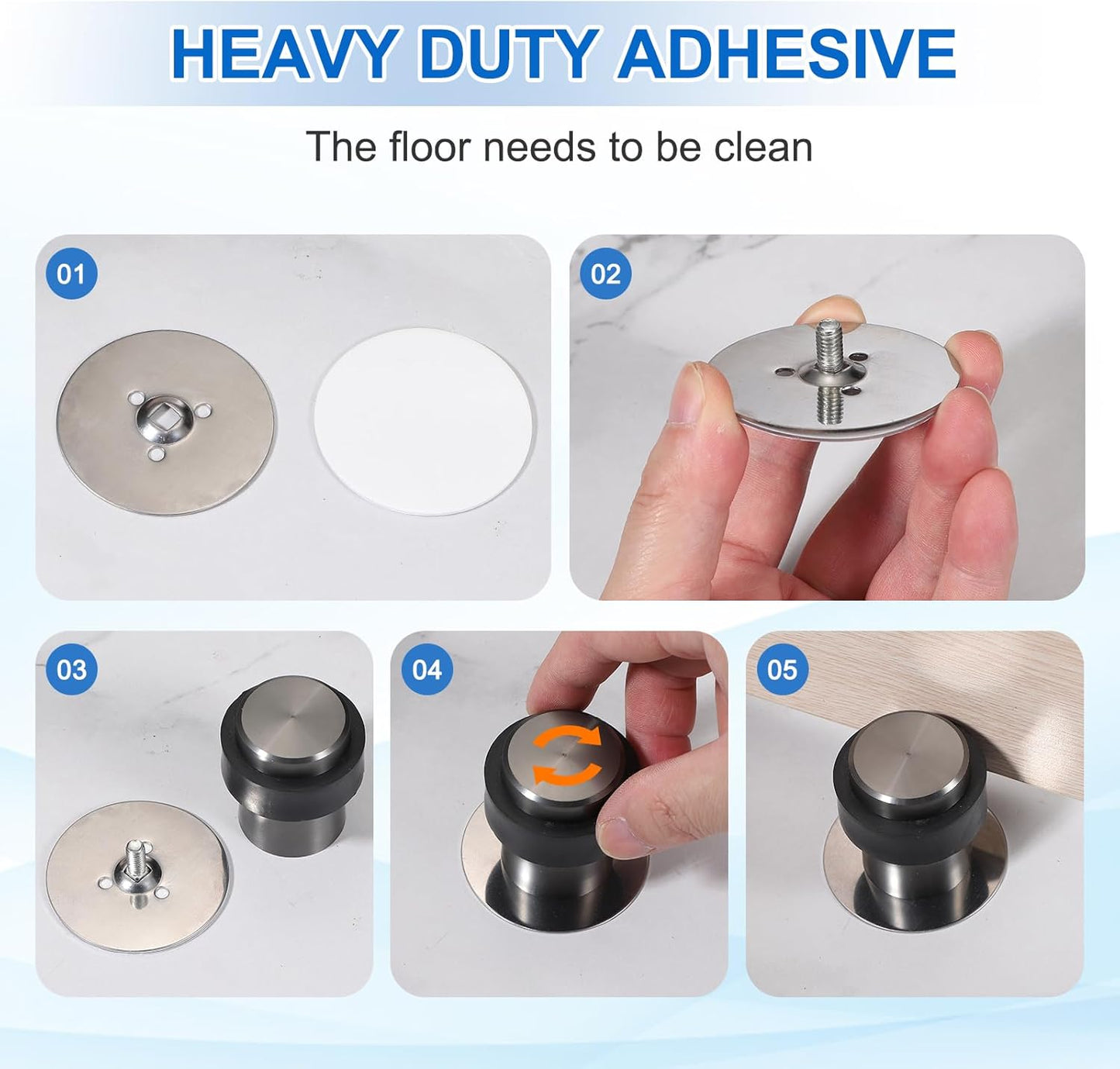 PATIKIL 2Set Round Door Stoppers, 80mm Stainless Steel Door Stop Doorstop Wedge Metal Cylinder Self Adhesive with Screw for Bottom of Door Floor Inside, Copper Tone