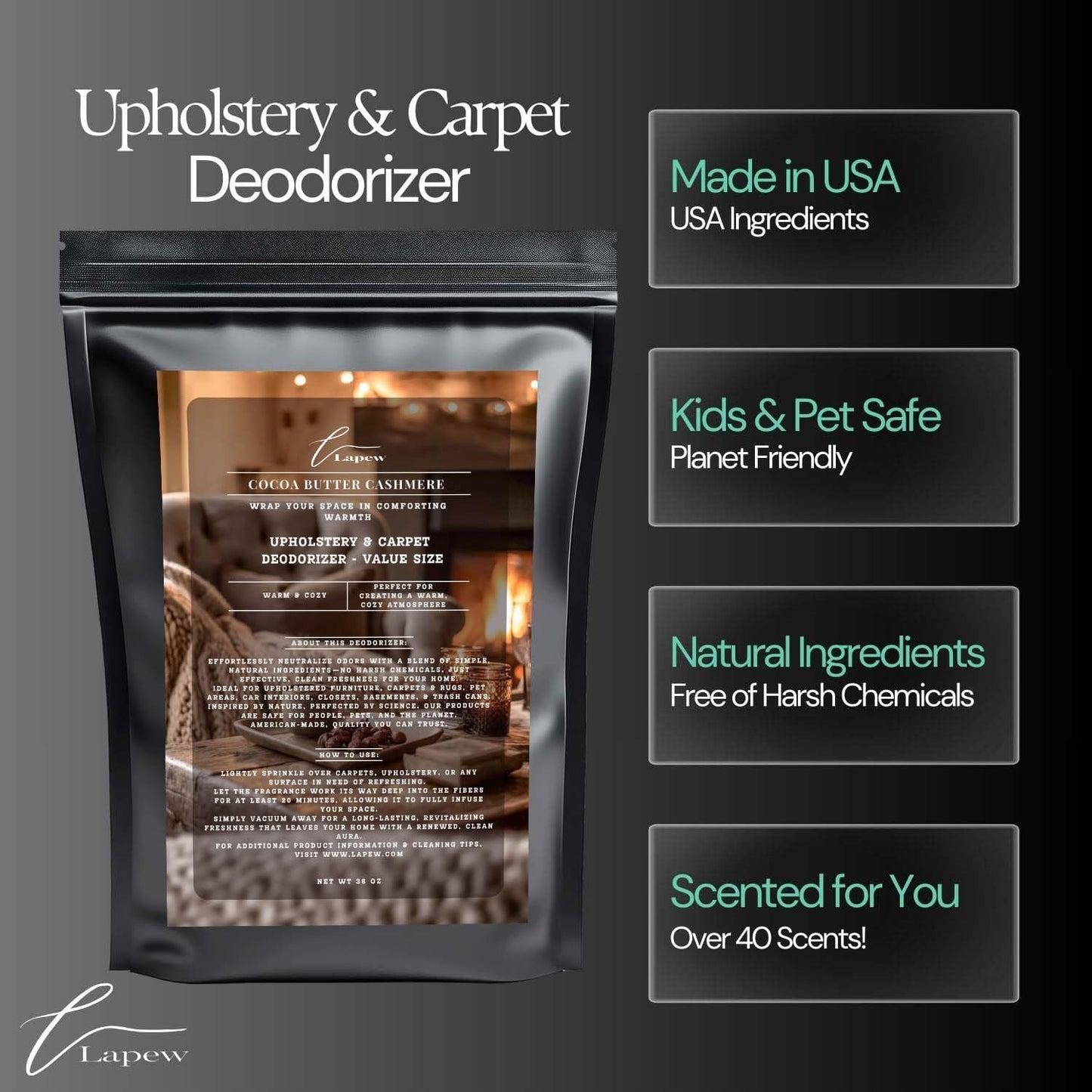 Cocoa Butter Cashmere Carpet Freshener Powder Refill 36 oz | Powerful Odor Eliminator for Home | Upholstery Deodorizer | Carpet Deodorizer | Pet Urine | Cat Litter Box