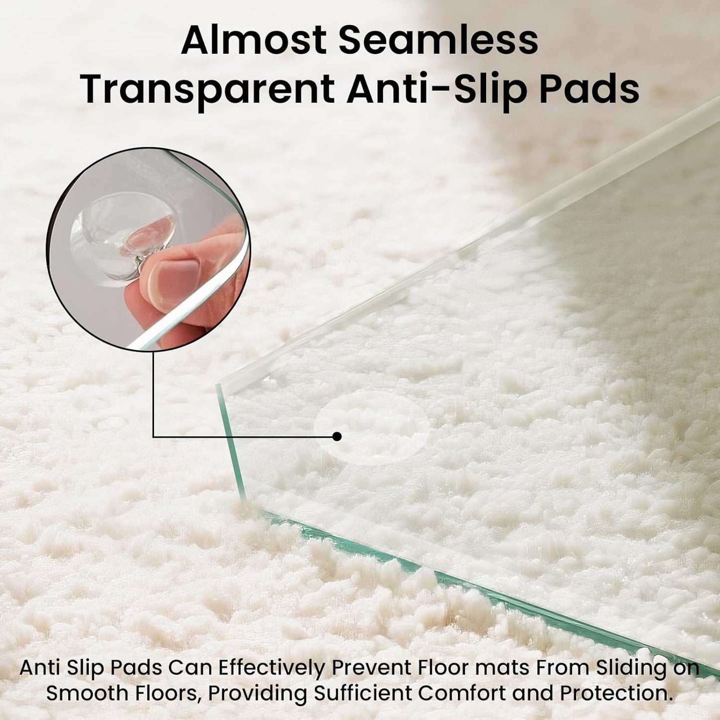 VSARHouse Beveled Edge Tempered Glass Office Chair Mat, 46"x36" Heavy Duty Glass Floor Mat for Carpet or Hard Floors, with Non-Slip Pads, Easy to Slide, Thick 1/5", Octagon, Patent No.30004842