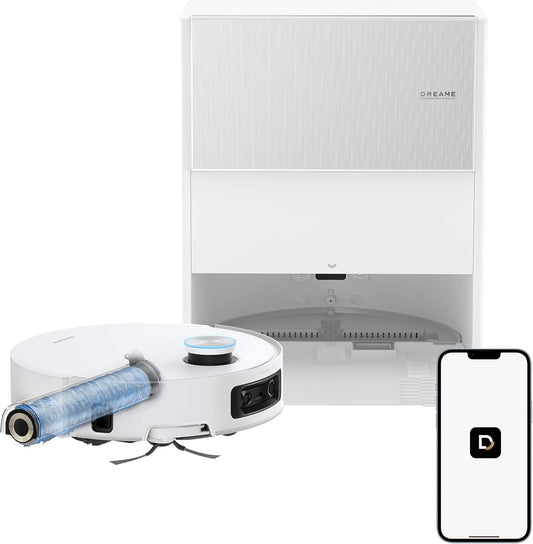 DREAME Aqua10 Ultra Roller Robot Vacuum and Mop & 30,000Pa Suction, Self-Cleaning Dock & Extending Roller Mop, Heat-Washes & Dries, Carpet Protection, AI Camera & LiDAR Avoidance Tech, Voice Control