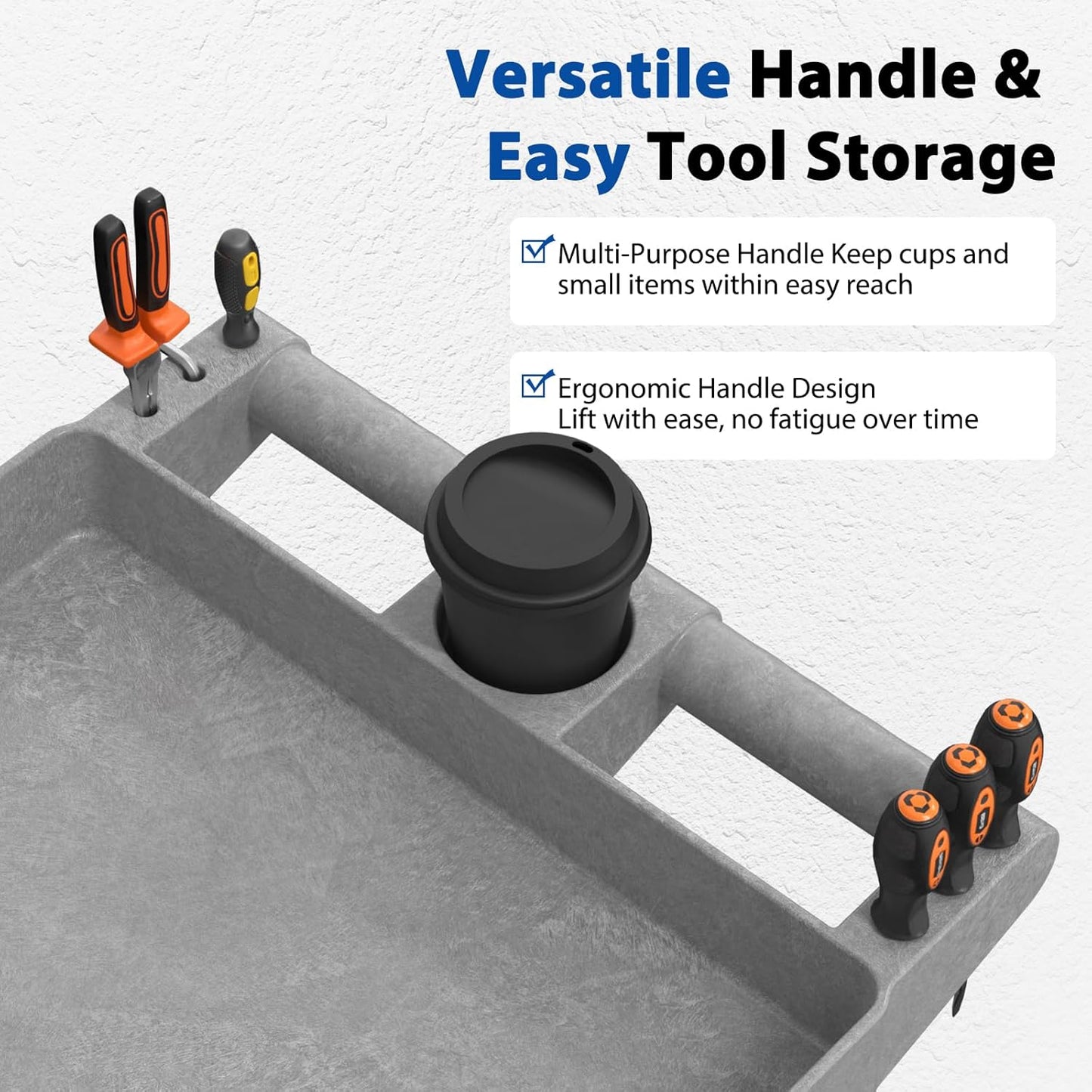 Heavy Duty Rolling Utility Cart with Wheels 2-Tier Utility Plastic Service Work Cart for Shop, Garage, Warehouse, Maintenance 550 lbs