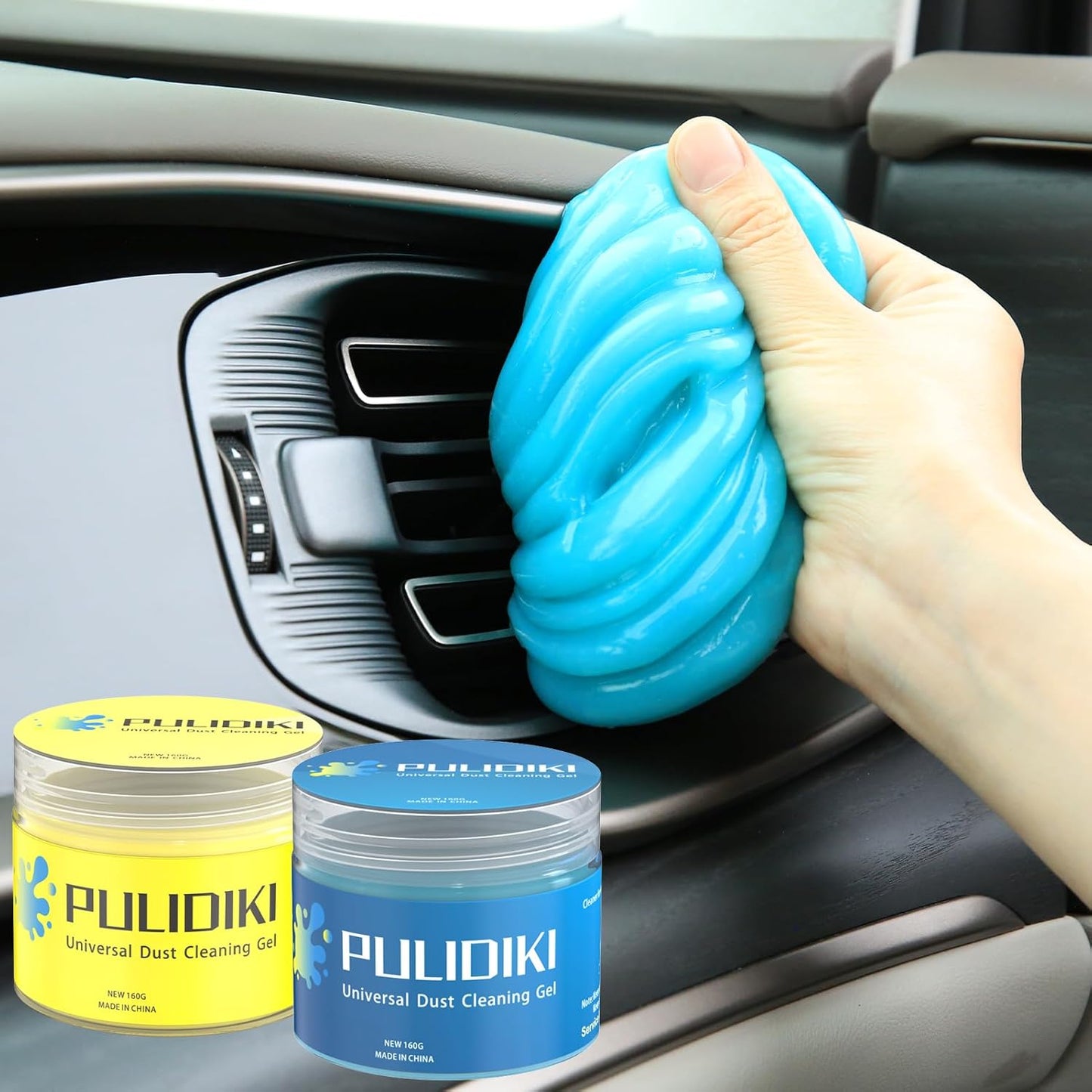 PULIDIKI Car Cleaning Gel for Car Cleaning Putty Car Slime for Cleaning Car Detailing Putty Detail Tools Car Interior Cleaner Car Cleaning Kits Car Accessories Blue Yellow (2Pack)