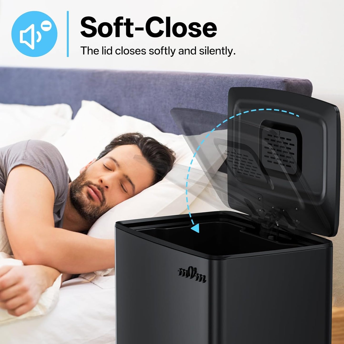 mVm 10.6 Gallon Heavy Duty Step Trash Can with Lid, Foldable Foot Pedal Bin for Kitchen Office Dormitory Home Rooms (Black)