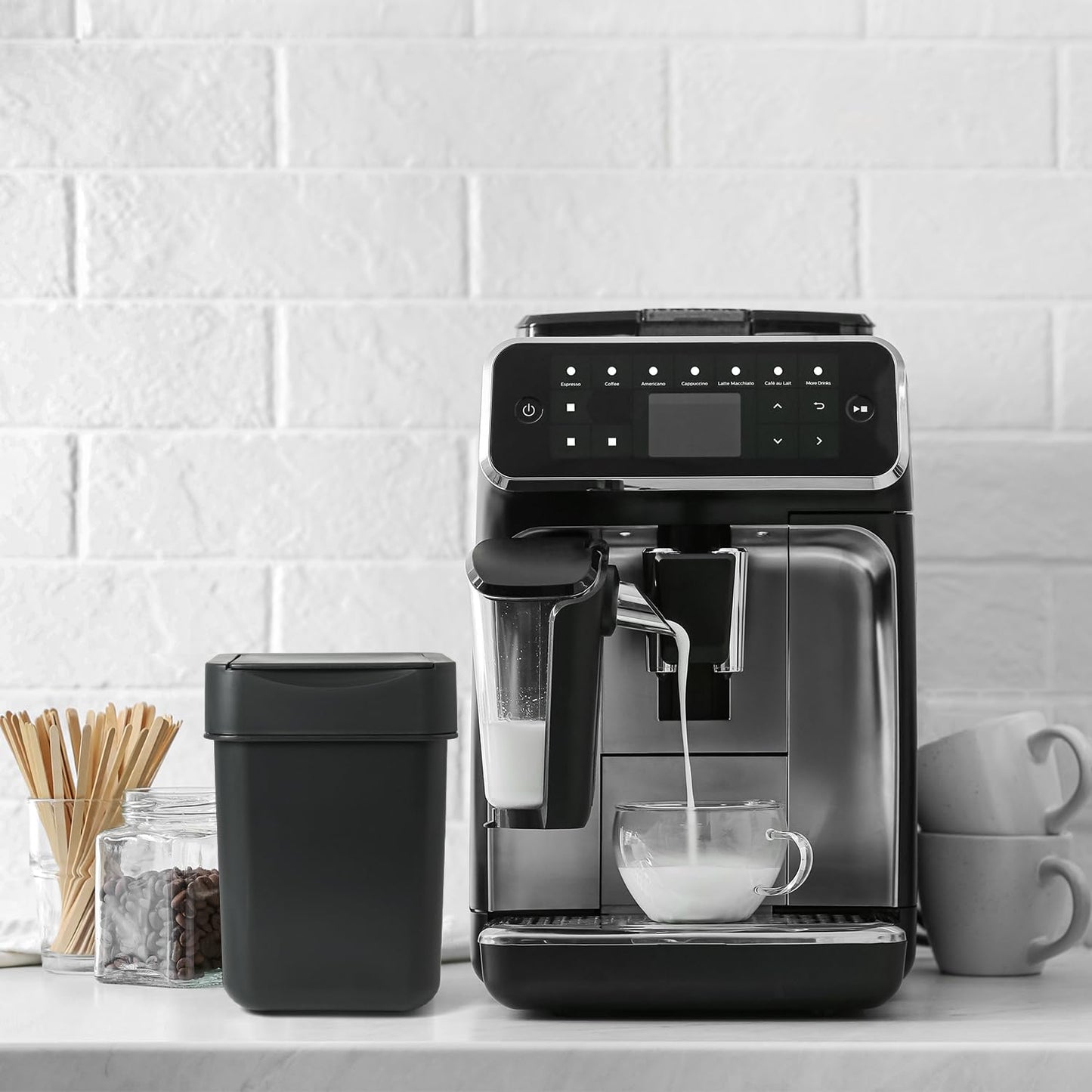 carrotez Mini Trash Can, Coffee Bar, Vanity, Desk, Countertop, 2 Liter/ 0.5 Gallon, Mini Wastebasket, Garbage Container Bin - Black