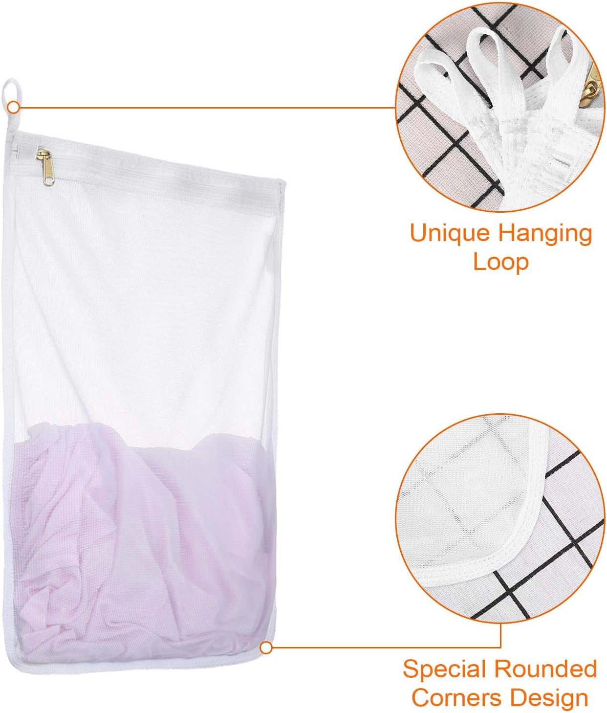 Reusable Mesh Laundry Bags, Delicates Garment Washing Bags for Travel/College, Durable Zipper Closure (2 Large 1 Medium)