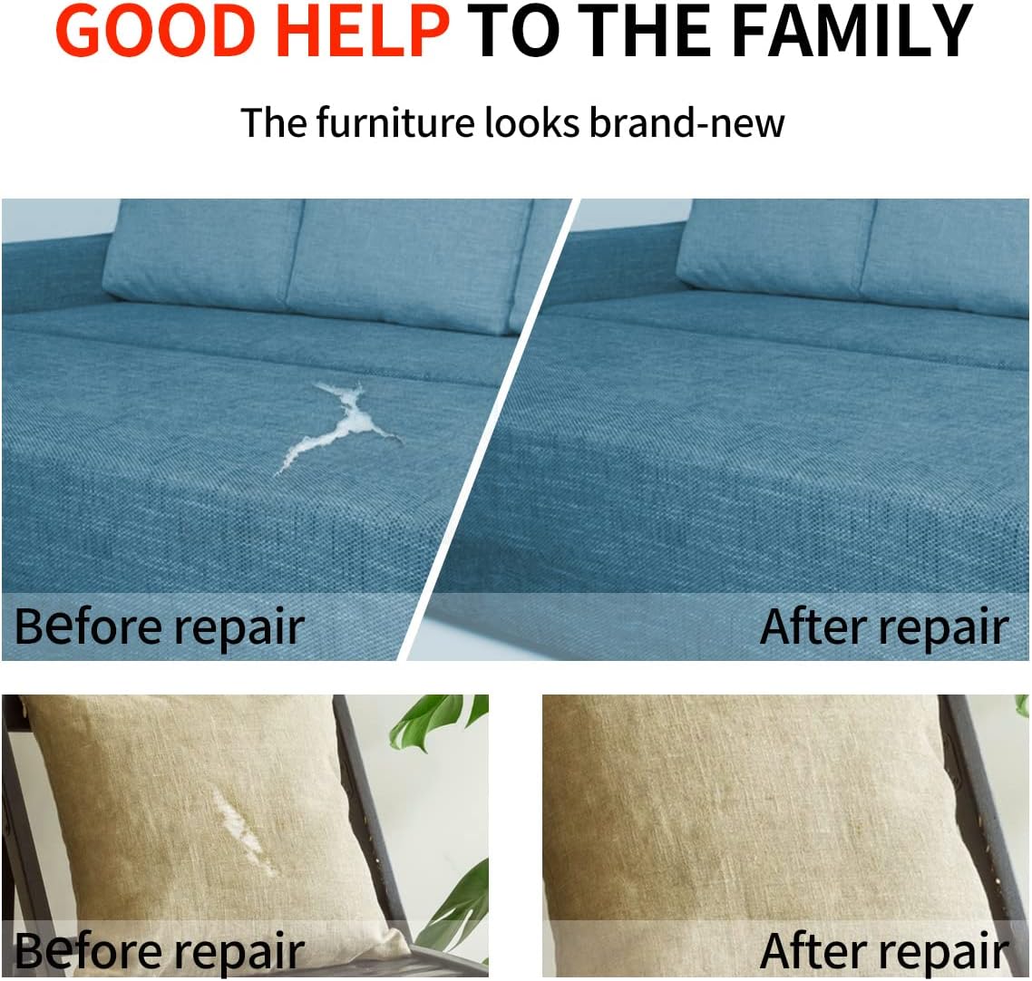 Fabric Repair Patches, 17X79 Inch Linen Repair Tape Self-Adhesive Fabric Patches Durable, DIY Large Linen Tape for Sofa, Couches, Furniture, Chair, Clothing （17X79 Inch, Grey）