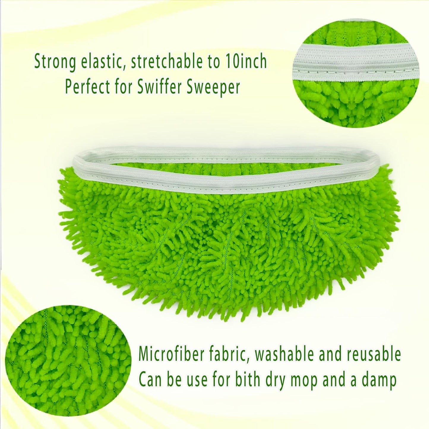 Reusable Microfiber Mop Pads for Swiffer Sweeper - Wet & Dry Cleaning Cloths - Mop Head Replacement Washable Refills for Household Floors