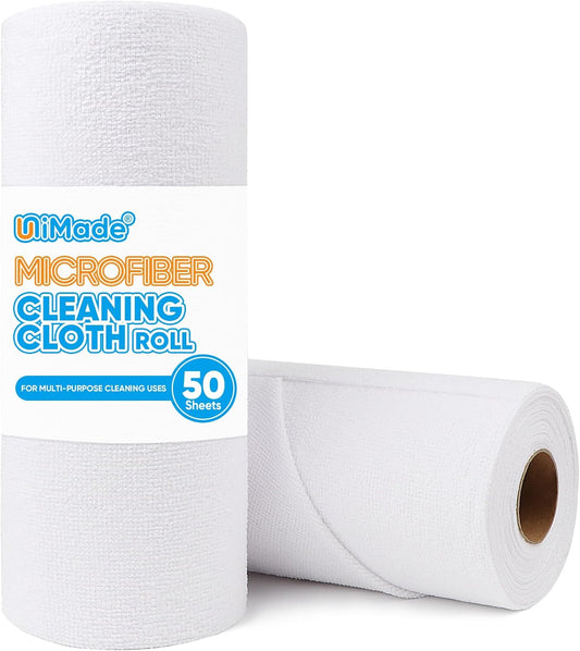 Microfiber Cleaning Cloth, 50 Sheets Shop Towels Commercial Grade Washcloths Lint-Free Clean Rags Bulk Towels for Cars Mechanic Restaurant Garage Housekeeping, 11.5"x 11.5", White