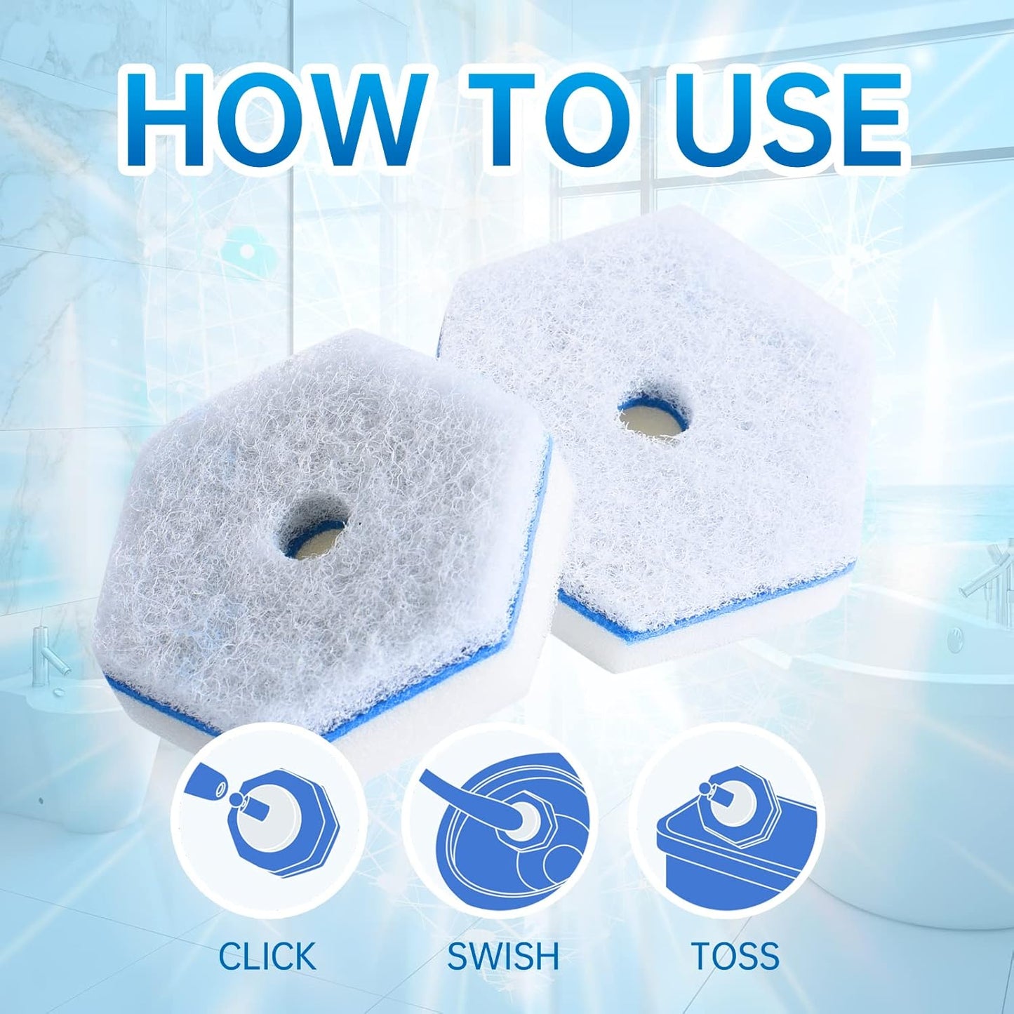 Aimery 100 Counts Blue Disposable Toilet Bowl Cleaning Refills Make Toilet And Bathroom Be Fresh(100, Blue)