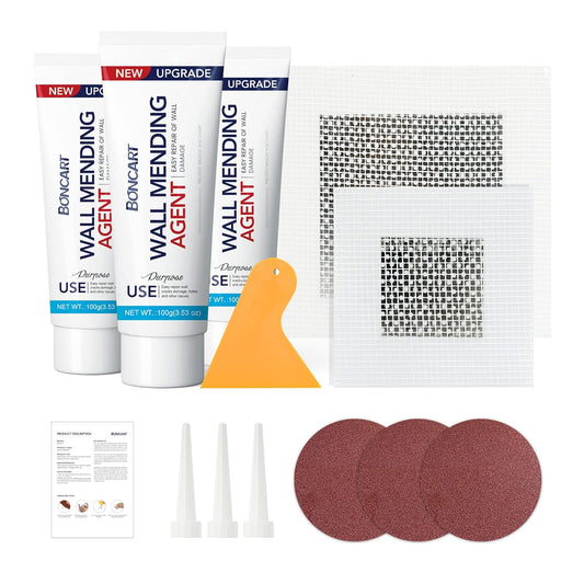 Drywall Repair Kit, Spackle Wall Repair Kit, 3 Pack Wall Mending Agent Putty, Wall Repair Paste Plaster for Wall Crack/Nail Hole, Wall Hole Filler with 2inch 4inch Wall Patch