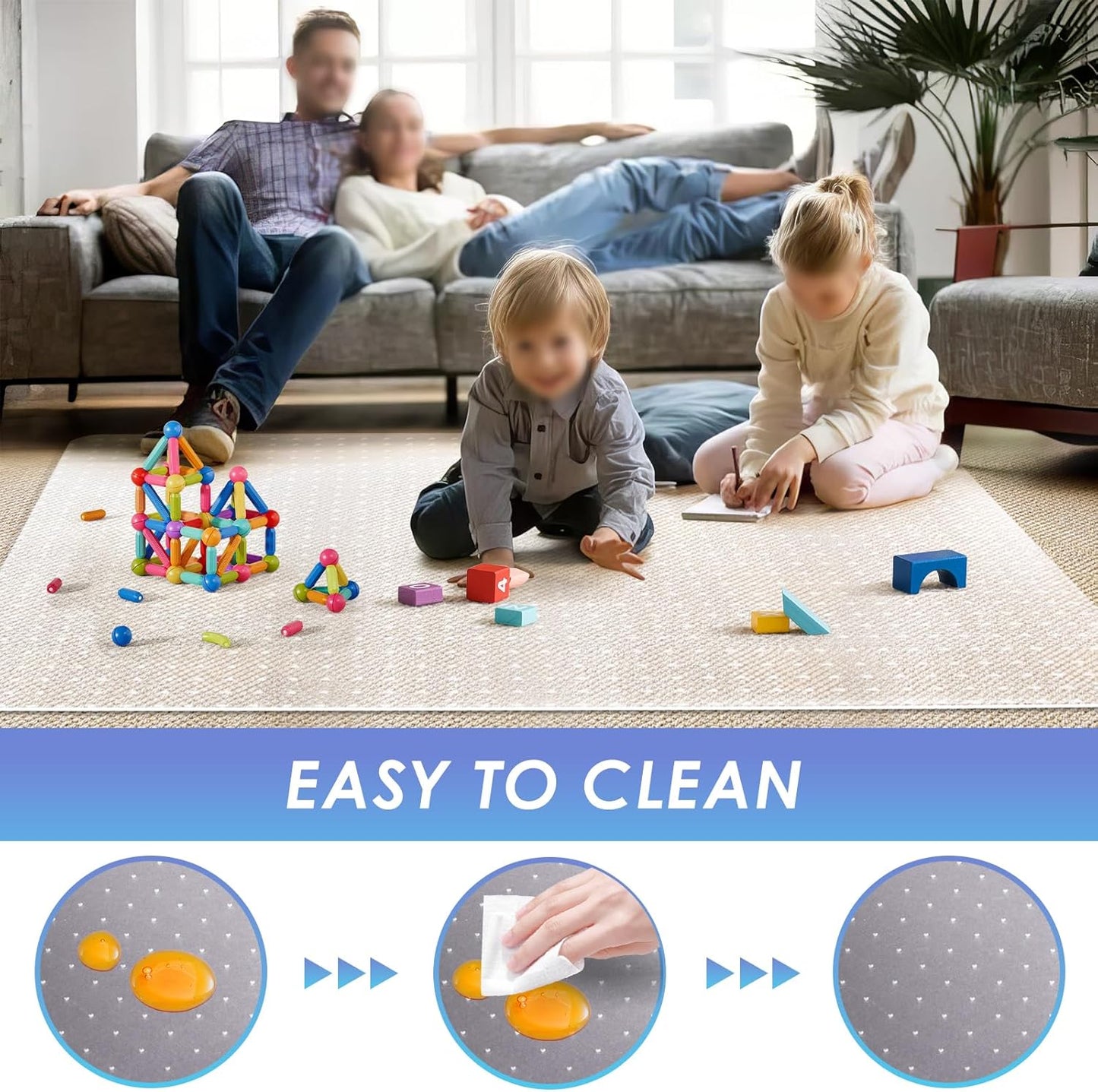 Vicwe Office Chair Mat for Carpeted Floors, 55"X36" Rectangle Desk Chair Mats with Studs for Low and No Pile Carpeted Floors, Easy Glide Computer Desk Chair Mat for Home & Offices