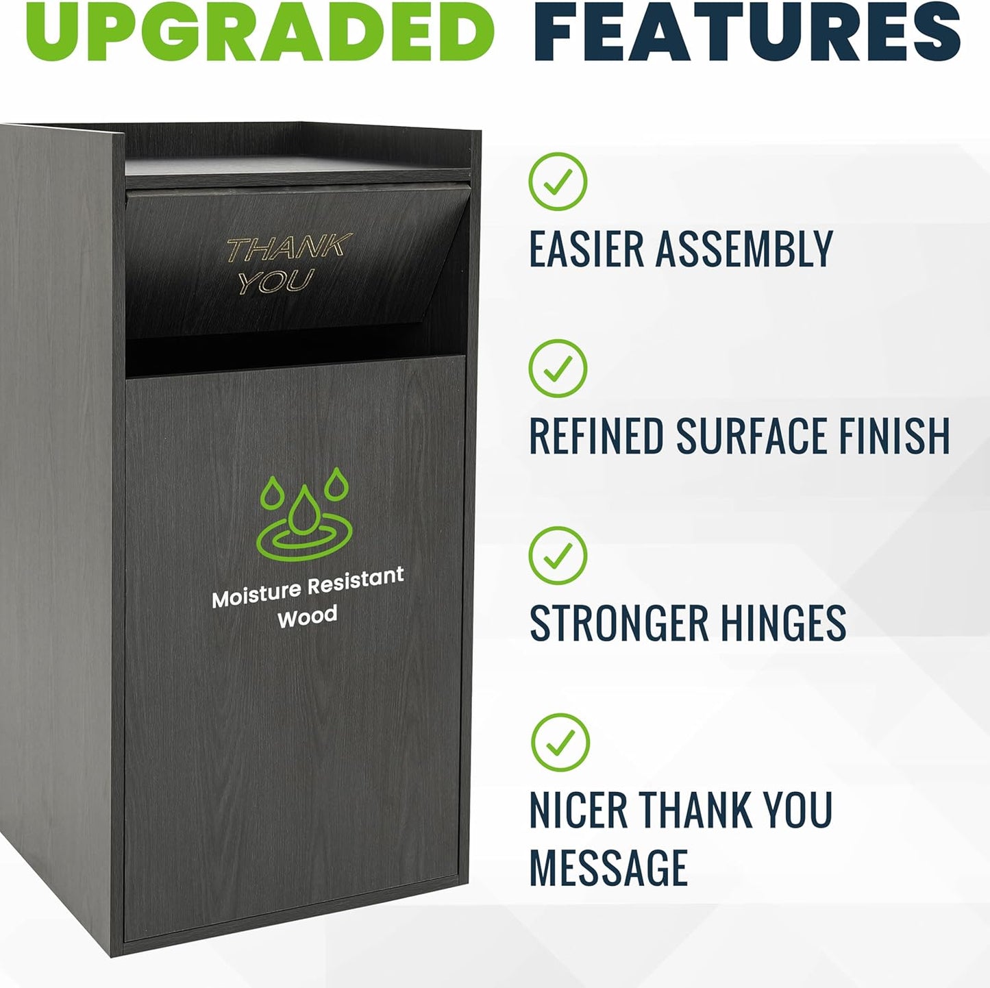 Alpine Restaurant Trash Can Cabinet - Commercial Trash Can 40 Gallon, Garbage Receptacle Indoor with Tray Holder for Restaurants, Cafeterias (Espresso Black)