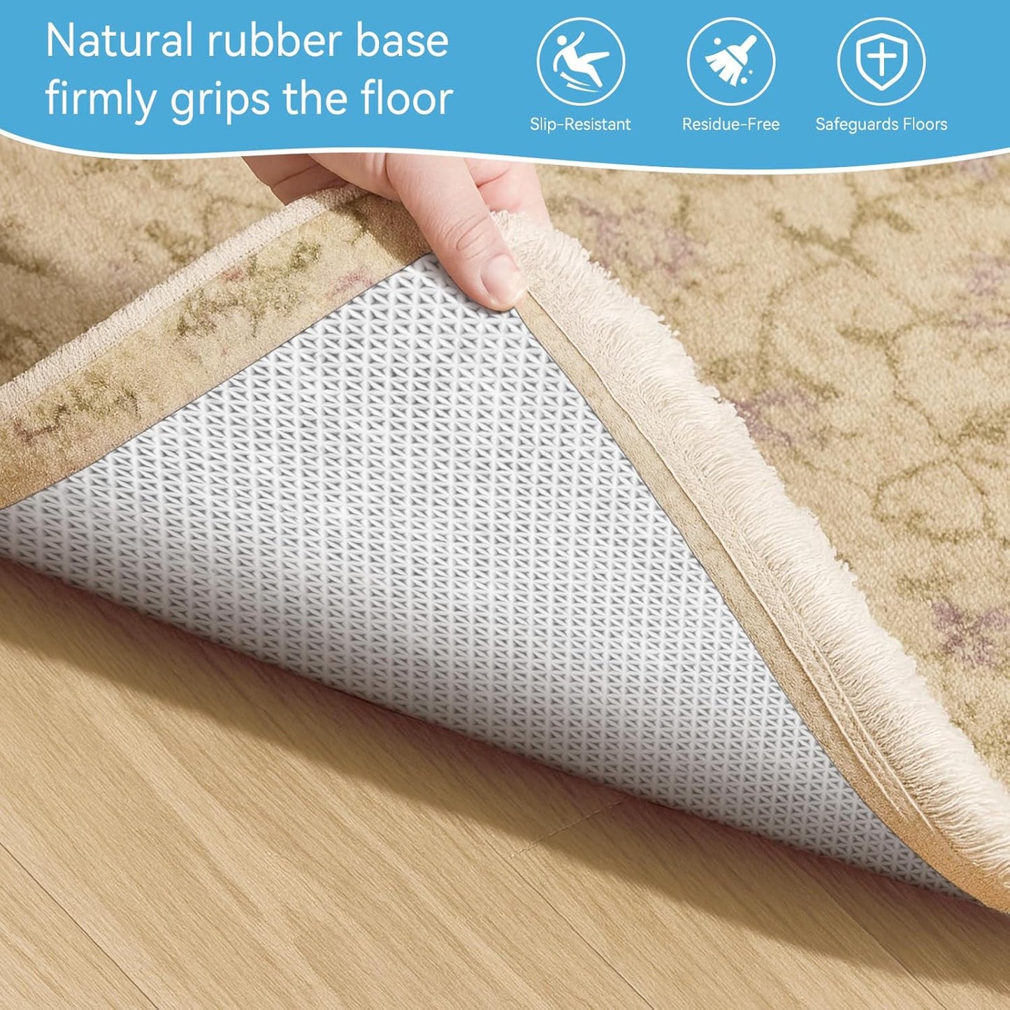 Warmstar 8x10 FT Non Slip Rug Pad,100% Waterproof Felt Rug Pad for Hardwood Floors,1/4” Thick Soft Carpet Pad with Natural Rubber Backing,Secure Grip & Floor Protection