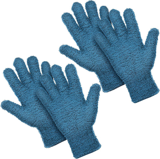 Patelai 2 Pairs Microfiber Gloves for plants Dusting Cleaning Glove Mittens House Cars Blinds Dusting(Blue, Large)