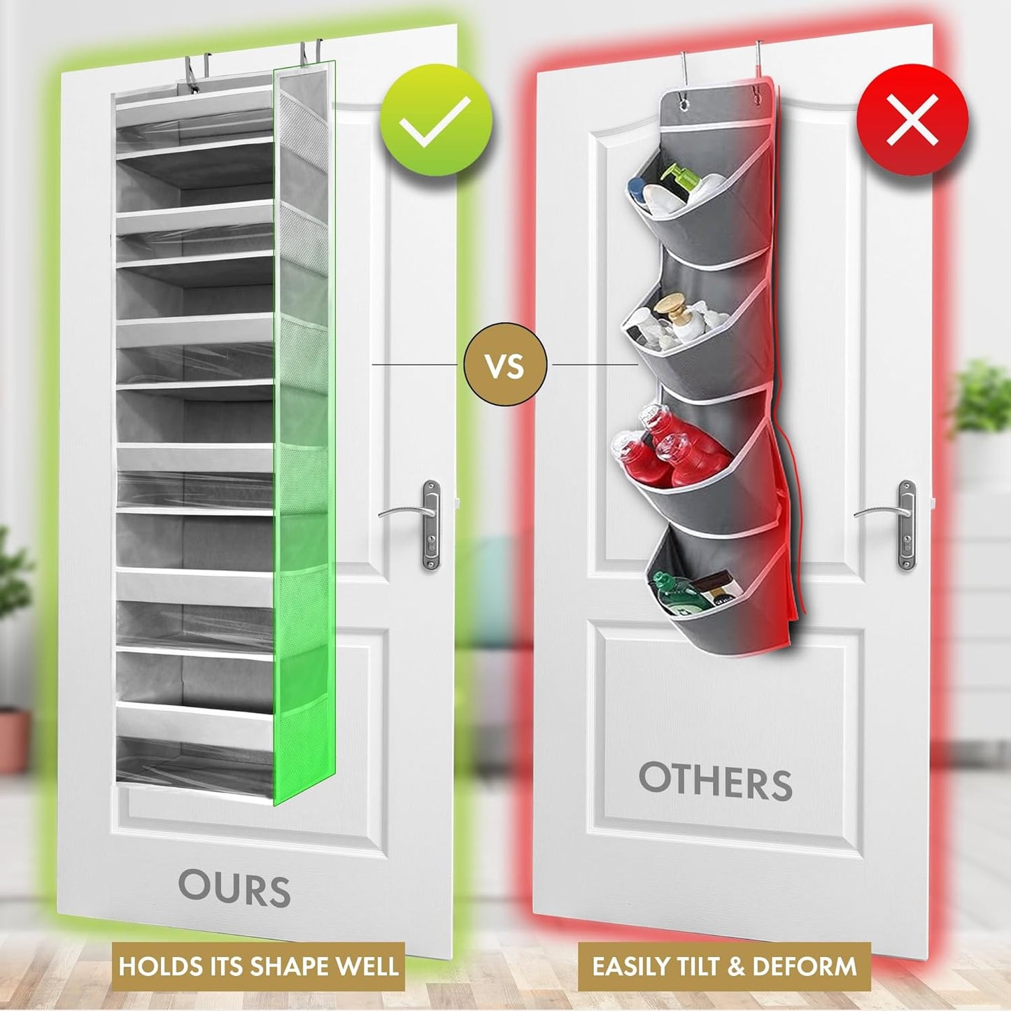 HOMELUX THEORY 2 PC Heavy Duty Over the Door Organizer 55x14x6.7, 6 Large Front & 12 Side Pockets, Hanging Storage Closet Door Organizer for Bedroom, Bathroom and Baby Nursery Storage (Baby Blue)