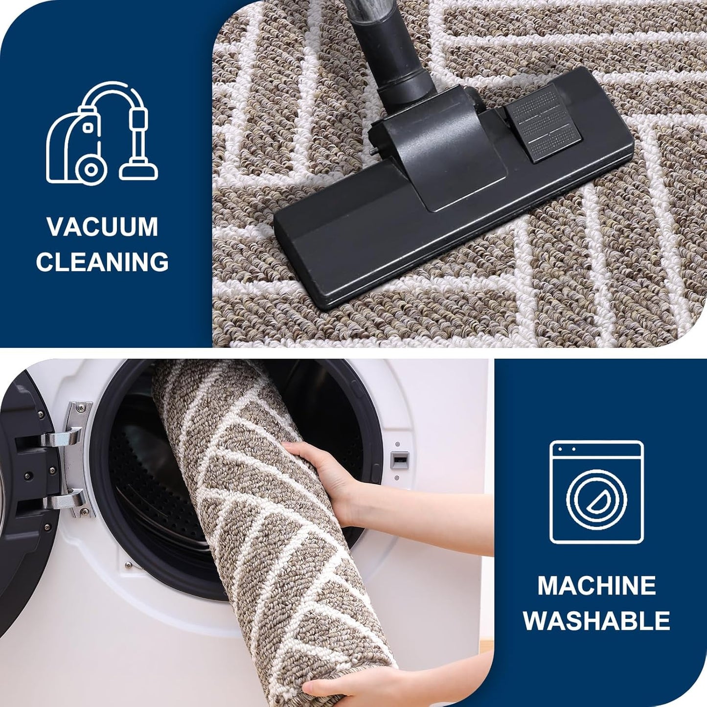 OLANLY Large Indoor Door Mat, 59x35 Inch, Dirt Resistant and Absorbent, Non-Slip Rubber Backing Floor Mats, Easy Clean Low-Profile Doormat for Entryway, Front Door, and Inside Entrance, Khaki