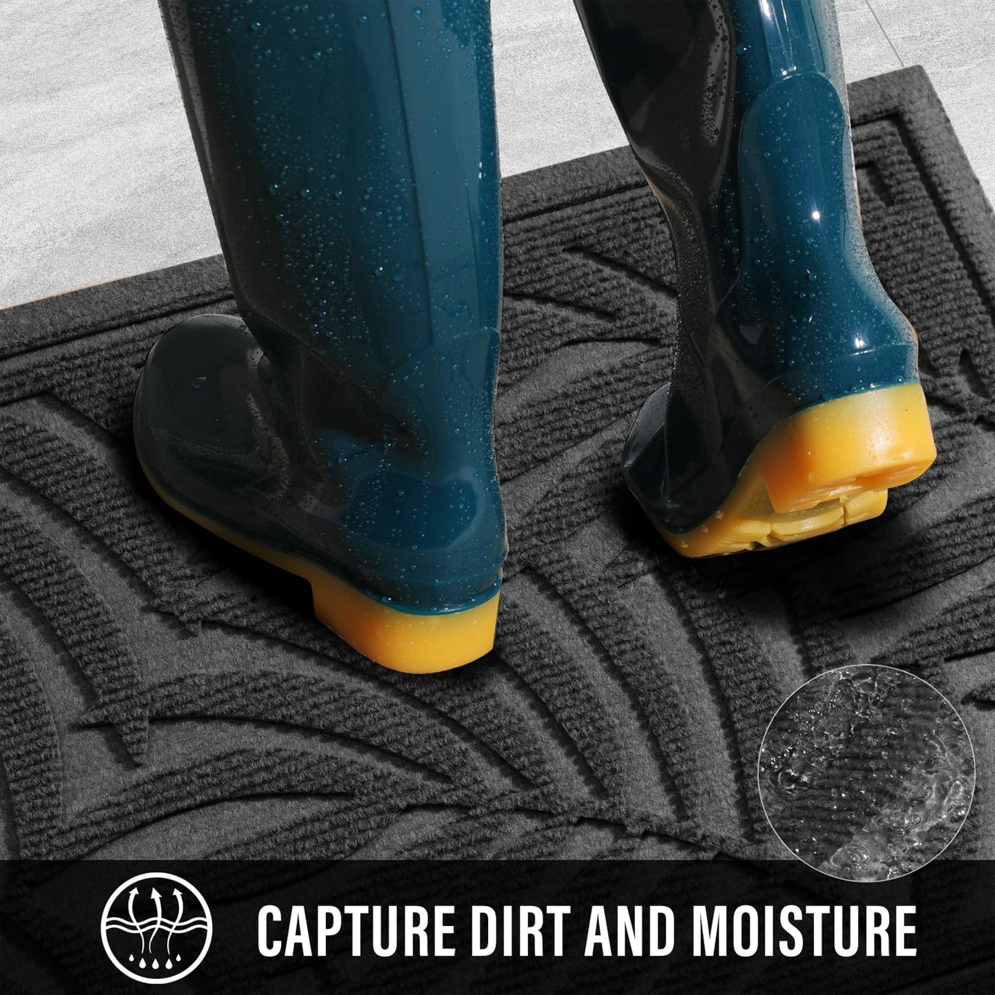 Front Door Mat, Absorbent Resist Dirt Welcome Door Mat Indoor Outdoor, Waterproof Doormat, Sturdy Non Slip Backing, Fade Resistant, Low Profile Entry Mat for Entryway, 36×24, Grey