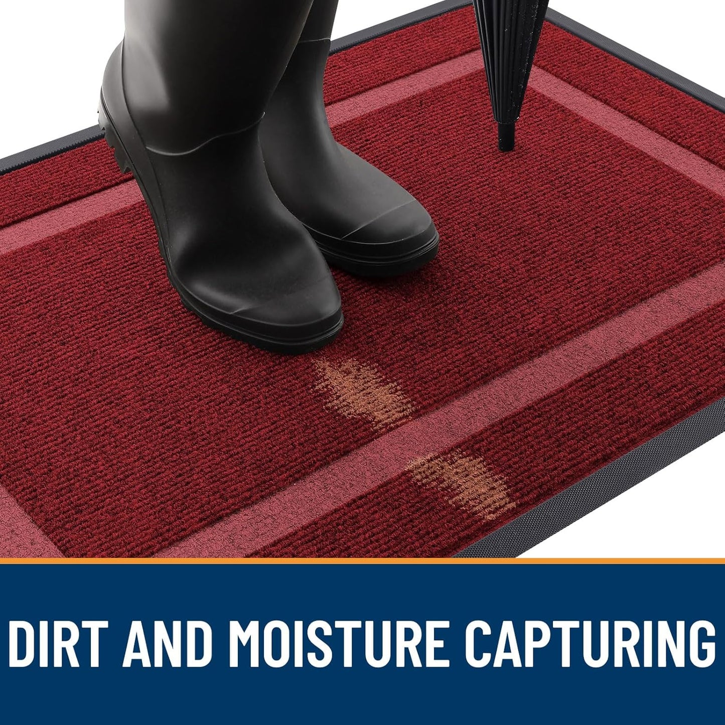 OLANLY Front Door Mat Indoor Outdoor Entrance, Waterproof All-Season, All-Weather Doormat, Sturdy Natural Rubber, Fade Resistant, Low Profile, Easy Clean Patio Porch Entryway Mat, 59x30, Wine Red