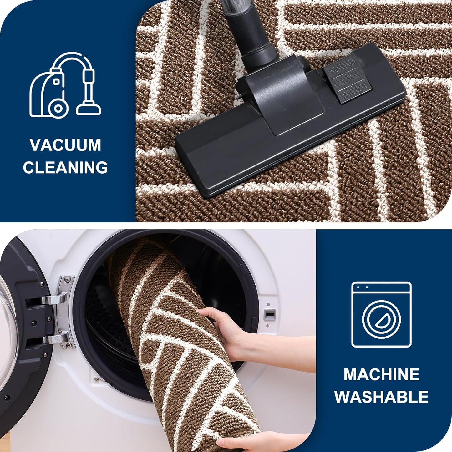 OLANLY Indoor Door Mat, 36x24 Inch, Dirt Resistant and Absorbent, Non-Slip Rubber Backing Floor Mats, Easy Clean Low-Profile Doormat for Entryway, Front Door, and Inside Entrance, Coffee