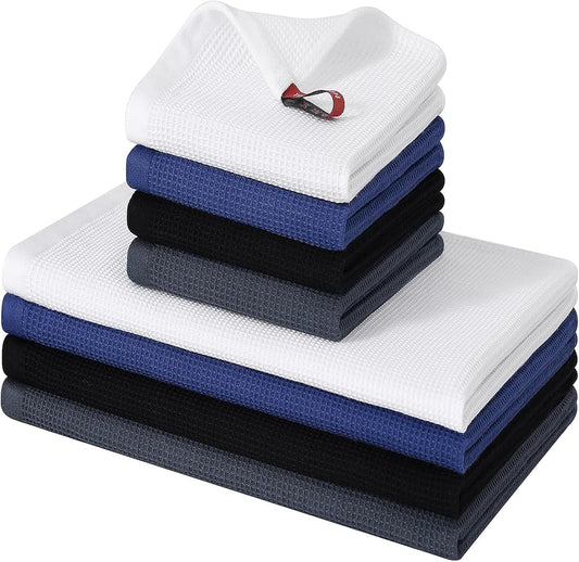 Homaxy 100% Cotton Kitchen Towels and Dishcloths Set - 8 Pack Waffle Weave Soft and Absorbent Dish Towels - 26 X 16 Inch and 12 X 12 Inch - Multiple Colour