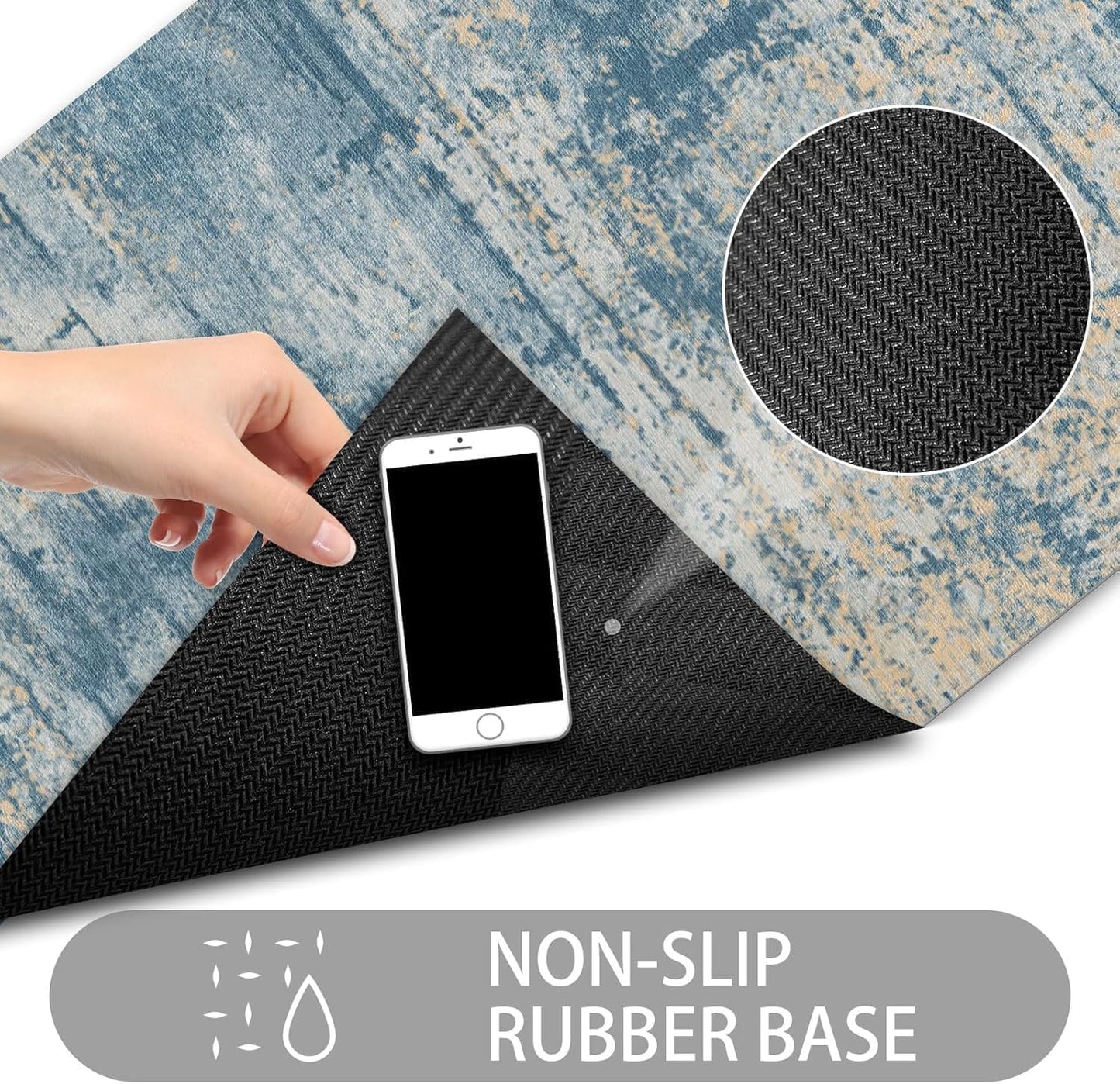 Ultra Thin Door Mat Indoor Entrance, 1/10 in Thin Door Mats for Inside Entry, Non-Slip Rubber Backing Washable Doormat, Fade Resistant, Absorbent, Low Profile Dirt Trapper, 35"X24",Distressed