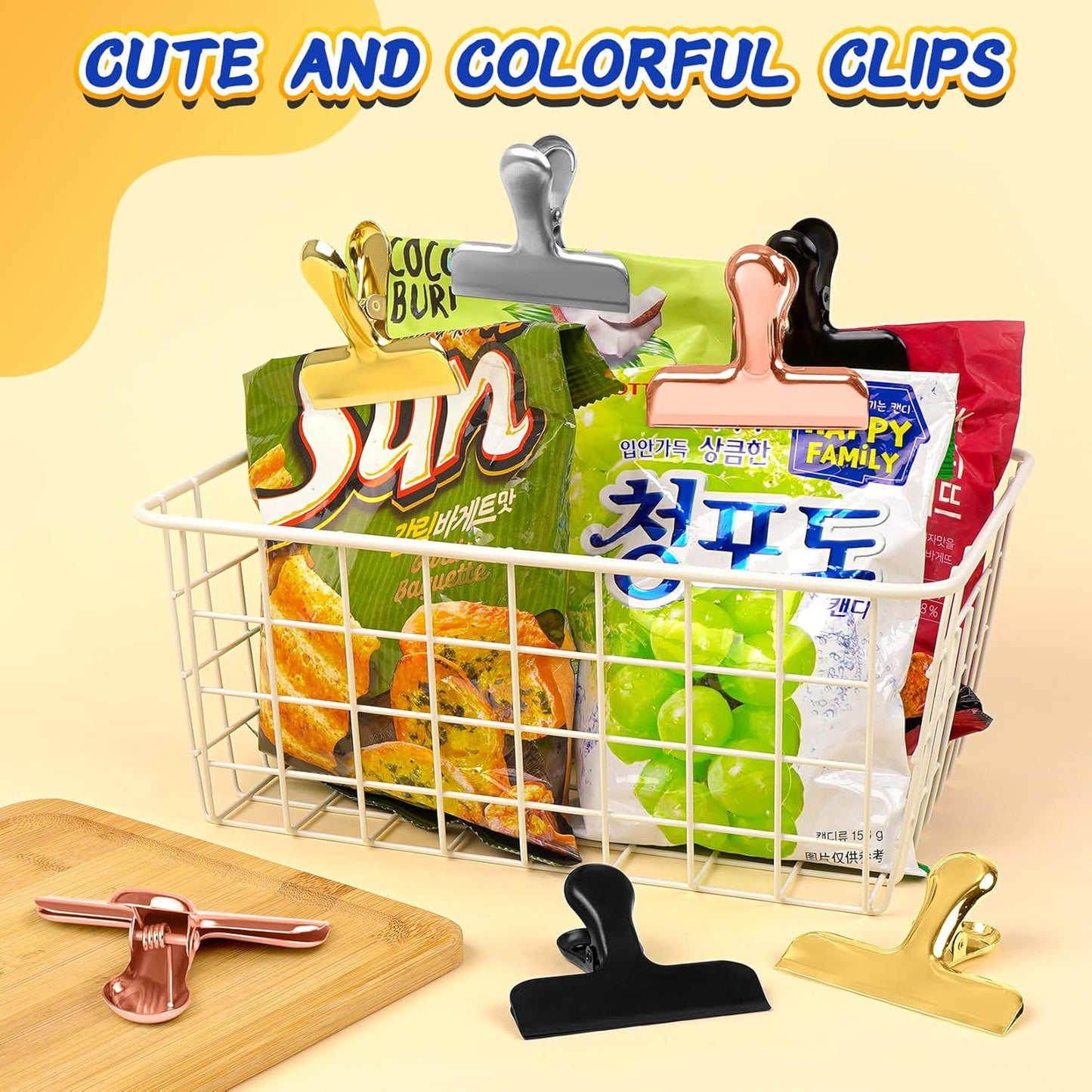 VNDUEEY 12 Pack Stainless Steel Chip Bag Clips, Chip Clips for Food Bags, Air Tight Seal Bag Clip for Snack, Heavy Duty Clip for Office and Kitchen - 3 Inches, Rose Gold