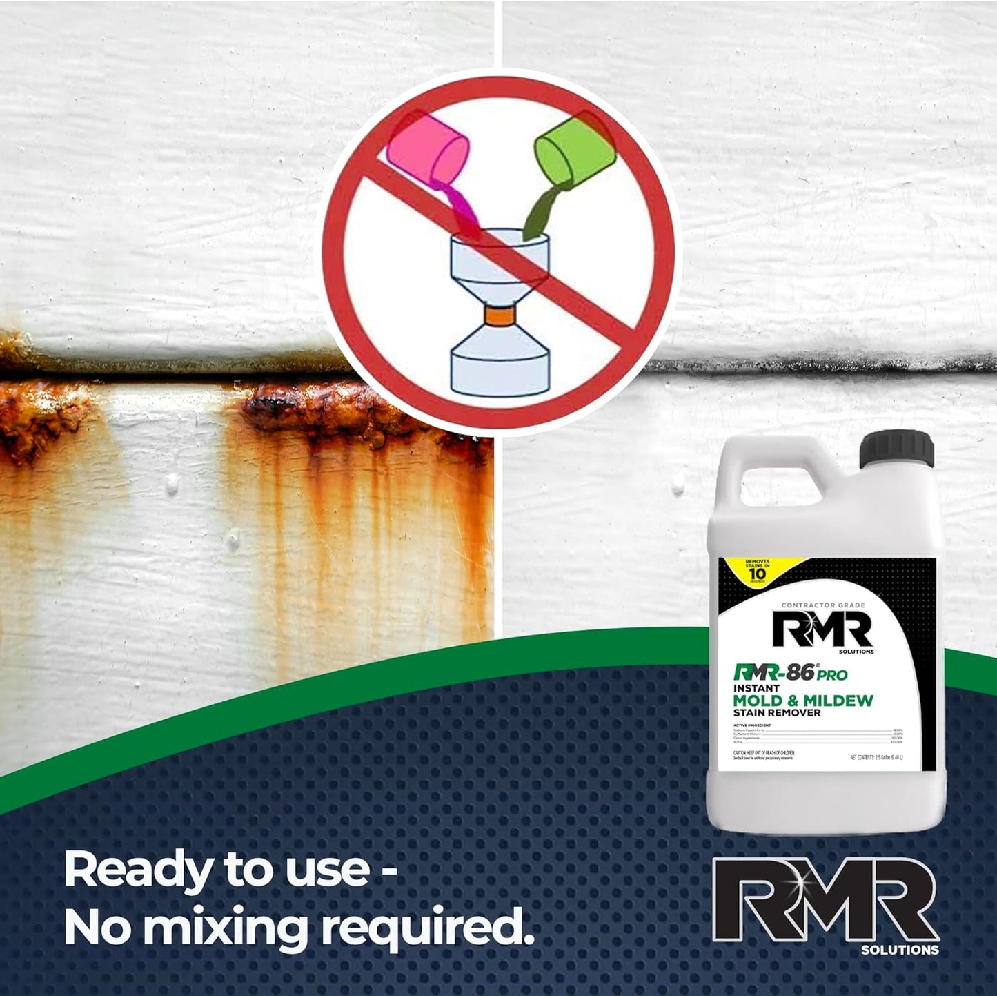 RMR-86 Pro Instant Mold Stain & Mildew Stain Remover - Contractor Grade Cleaning Solution, Professional Quality Formula, Odor Removal, 2.5 Gallon, 2 Pack