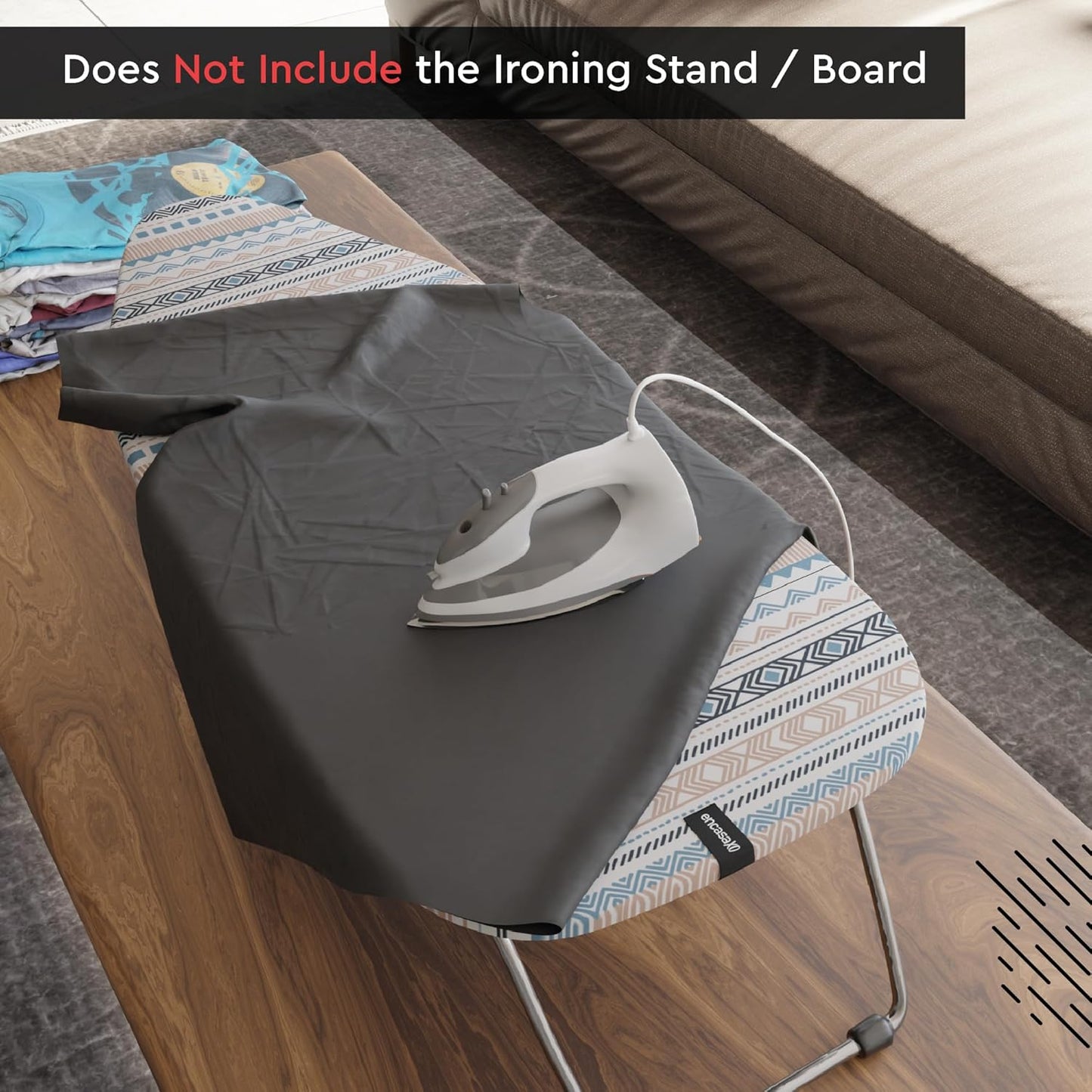 Encasa XO Ironing Board Cover and Pad 28"x12" - Thick 3mm Felt Padding, Drawstring Tightening & Lock, Easy Fit, Scorch & Stain Resistant, Fits Mini Ironing Board - Aztec