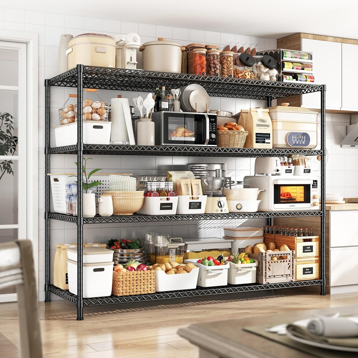 68.1"W Storage Shelves 2500LBS Wire Shelving Unit, Garage Shelving Heavy Duty, Adjustable Metal Shelves for Garage, Pantry, Kitchen, Basement, Warehouse, Business 68.1"W x 20.9"D x 70.9"H