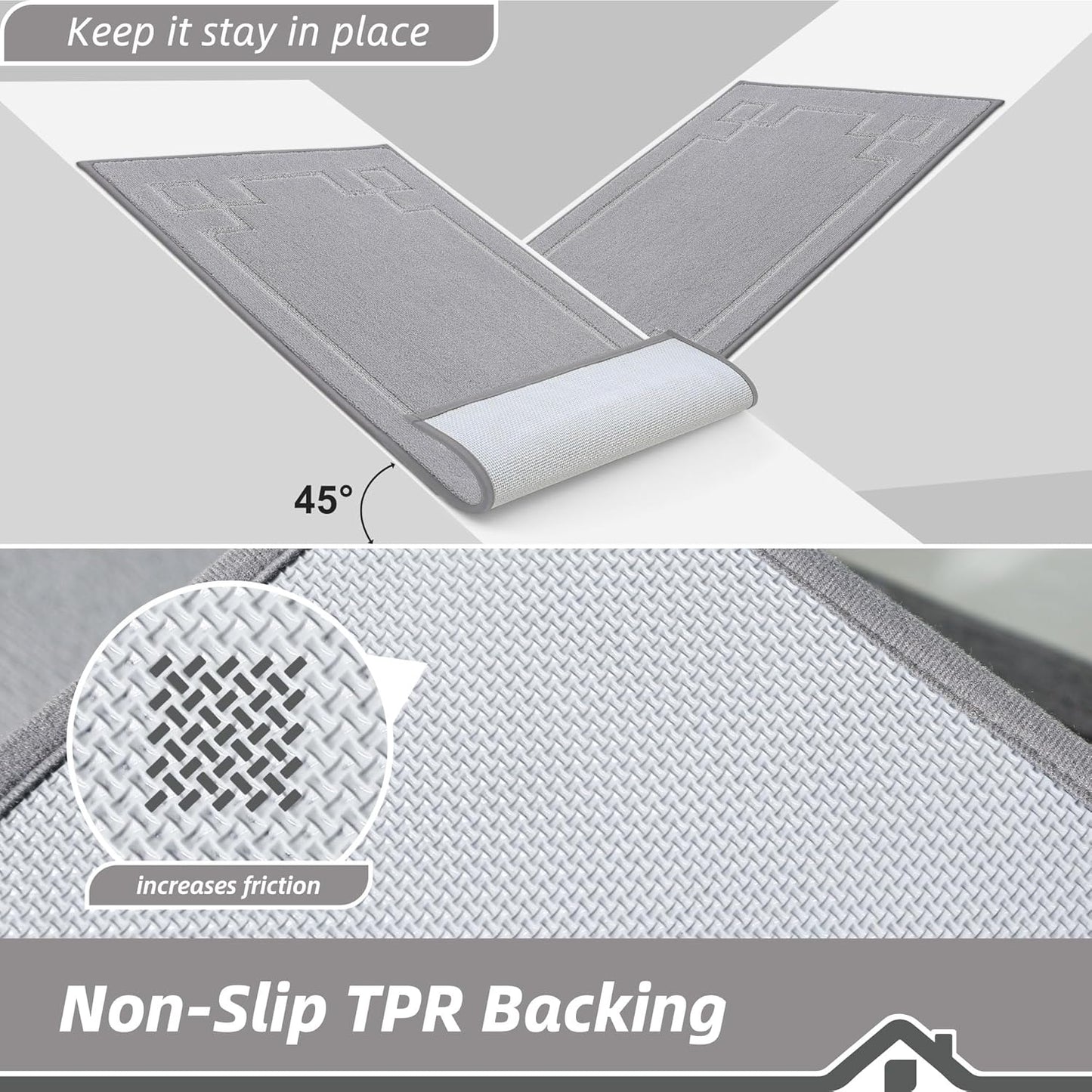 BEQHAUSE Door Mat 32" x 48", Non-Slip Door Mats Indoor Entryway Rugs Washable Low-Profile Absorbent and Stain Resist Floor Mats, Dog Door Mat for Front Back Door, Muddy Wet Shoes & Paws, Light Grey