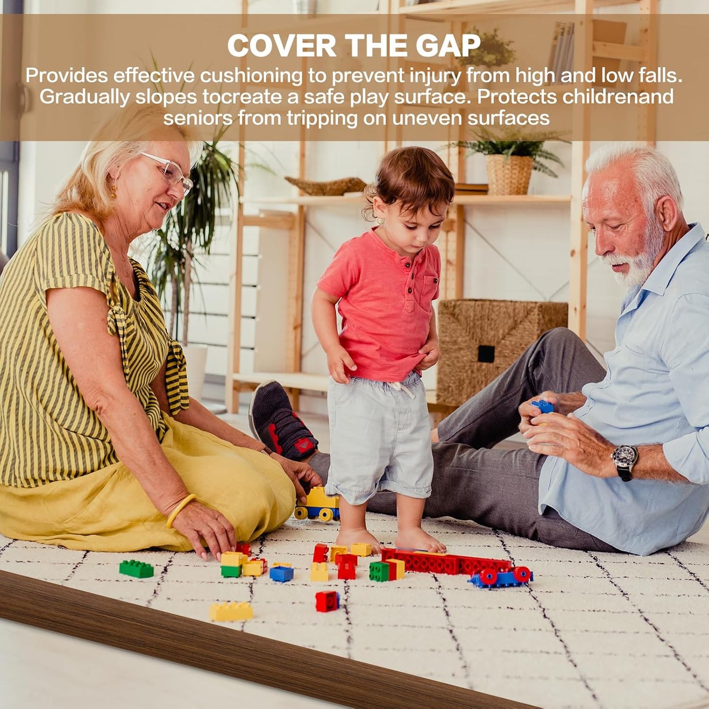 Floor Transition Strip Vinyl Door Threshold Ramp Self Adhesive Carpet Edging Strip Doorway Edge Trim, Overlap Edge Reducer for Laminate Carpet, Floor, Tile (Brown Wood Grain, 1/5" to 2/5", 3.3Ft)