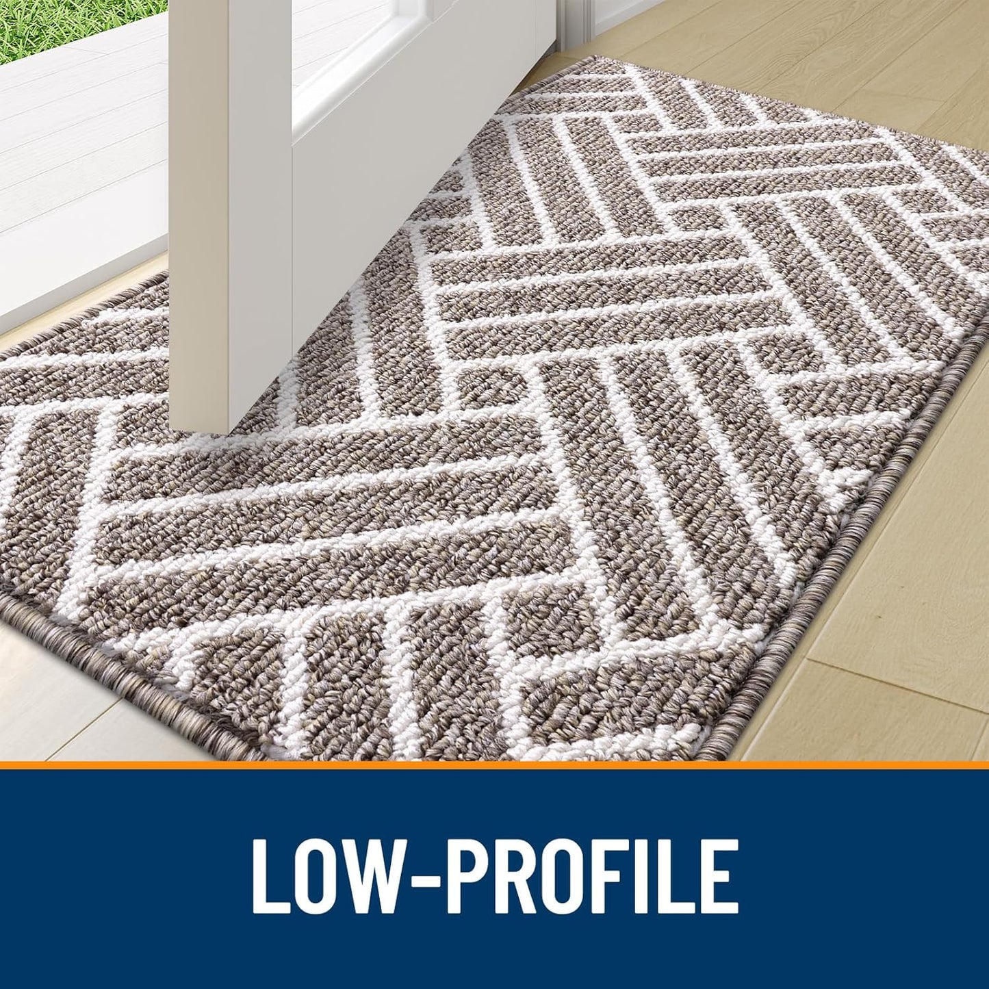 OLANLY Large Indoor Door Mat, 71x47 Inch, Dirt Resistant and Absorbent, Non-Slip Rubber Backing Floor Mats, Easy Clean Low-Profile Doormat for Entryway, Front Door, and Inside Entrance, Khaki