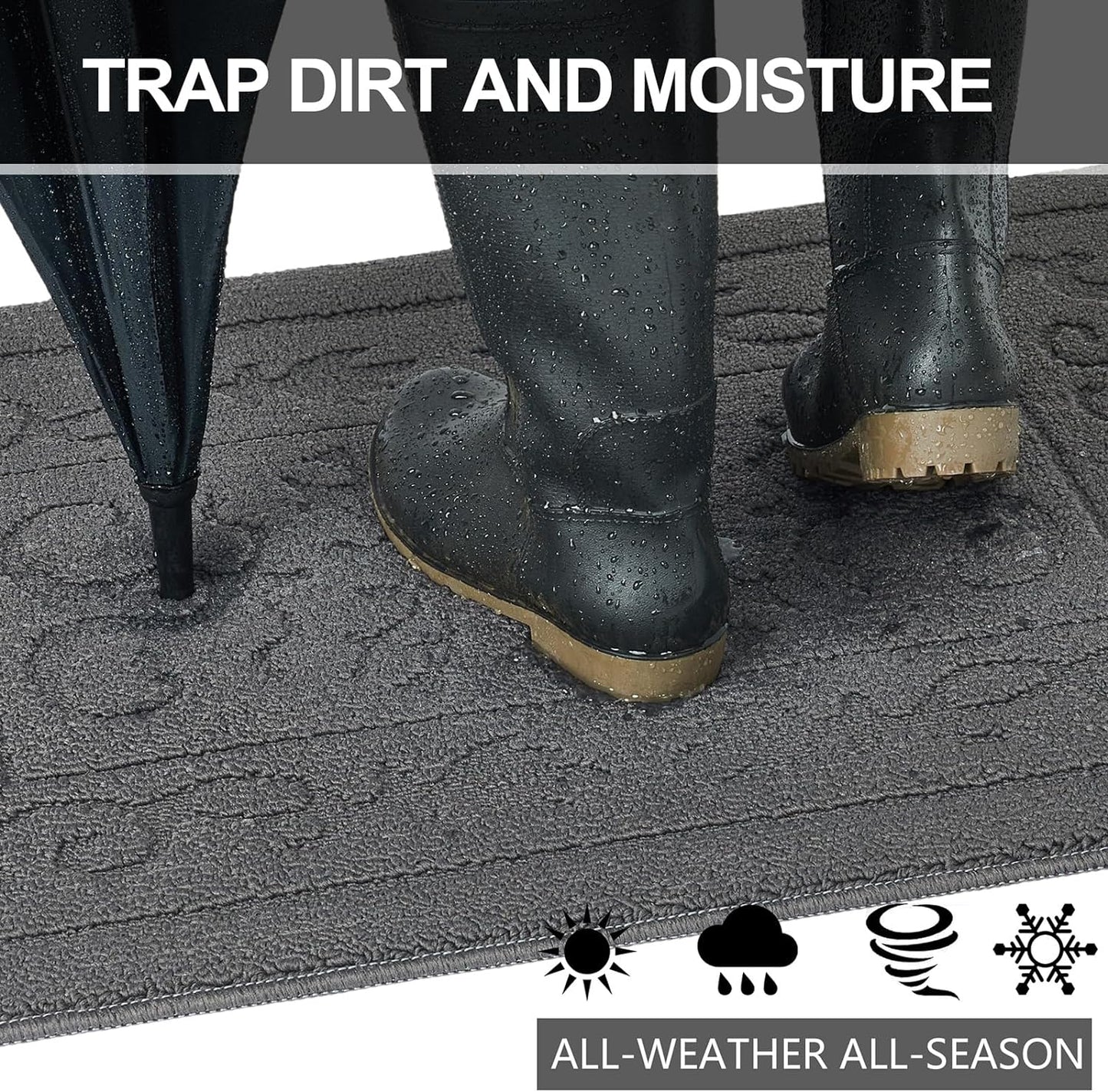 FONEYI Indoor Door Mat 32" x 48", Dirt Trapper Door Mats Non-Slip Entryway Rugs Washable, Absorbent Resist Dirt Welcome Mat, Low Profile Inside Floor Mats for Front Back Door and Entryway, Grey