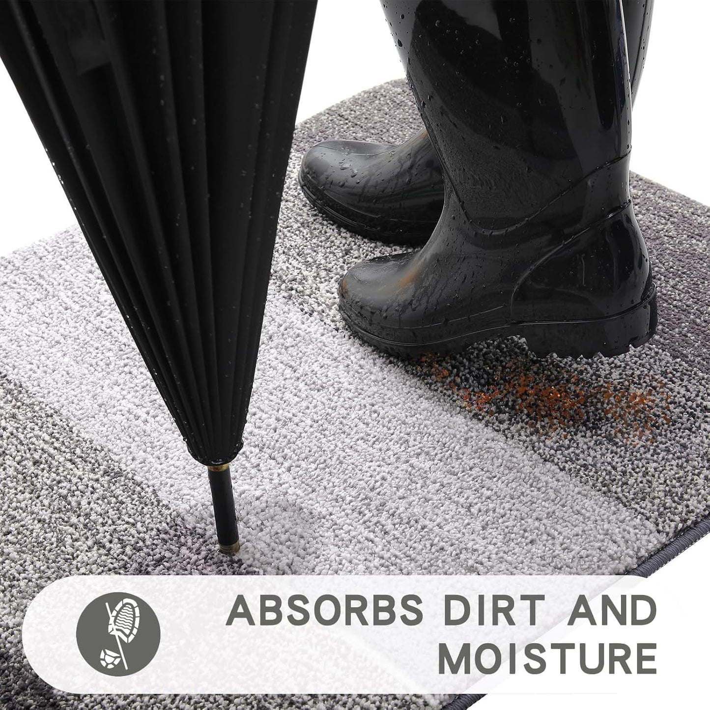 Kitinjoy Indoor Outdoor Door Mat, 71x47 Non-Slip Absorbent Dirt Trapper, Low-Profile Washable Inside Entrance Front Floor Mat, Sturdy Soft Entry Doormats for Entryway, Light Grey