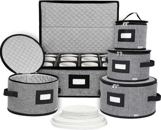 homyfort China Storage Containers, Hard Shell for Plates, Moving Boxes for Dishes, Cups, Mugs, Tableware Moving Supplies for Kitchen Organization- 5-Piece Set (5-piece set)