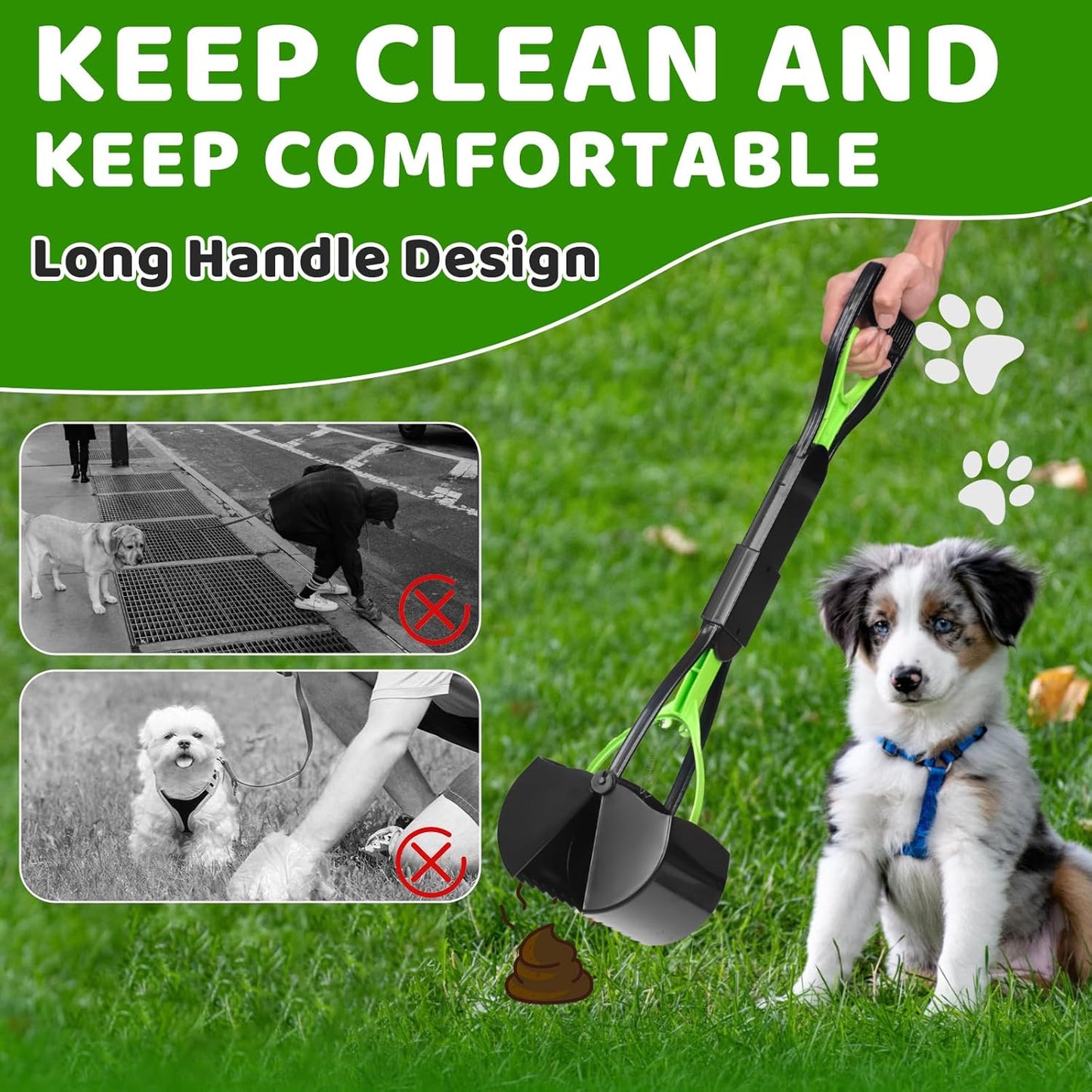Dog Poop Trash Can Outside with Pooper Scooper and Metal Rake & Tray, 20L/5Gal Dog Waste Trash Can with Lid, Pedal and Removable Inner Waste Bin, Pet Poop Bin with 100 Bags