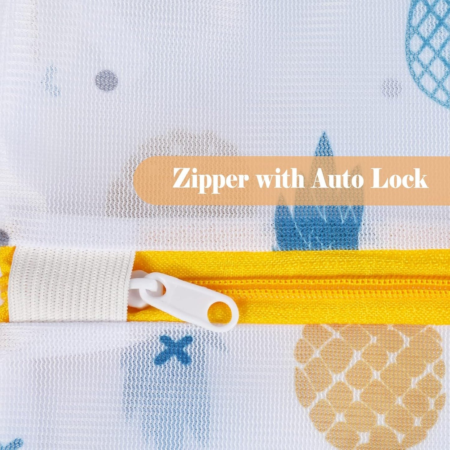 Mesh Laundry Bag, Durable Laundry Bags with Premium Zipper, 5-Piece Washing Machine Wash Bags for Delicates Blouse, Hosiery, Baby Clothes, Travel Organization Bag (Pineapple)