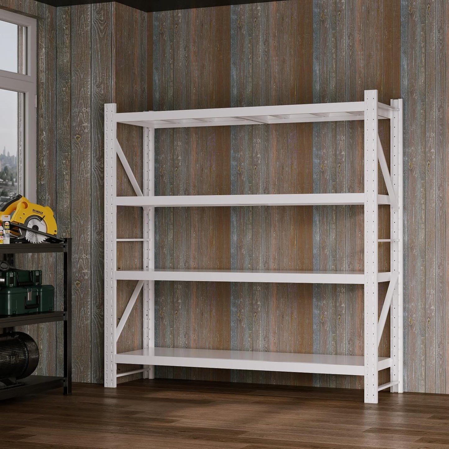 Heavy Duty Warehouse Shelving 4-Tier Industrial Steel Storage Shelves, 2600LB Capacity Per Shelf, Adjustable Shelves for Garage/Factory/Commercial Use (White, W47.24*D19.69*H78.74)