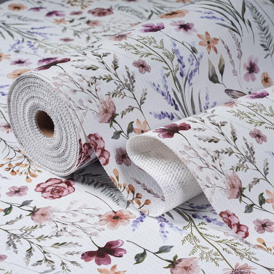 Shelf and Drawer Liner for Kitchen Cabinets, Non-Adhesive and Strong Non-Slip Floral Shelf Cabinet Drawer Liners for Kitchen, Waterproof Cupboard Liners,Easy to Clean,12IN x 10FT