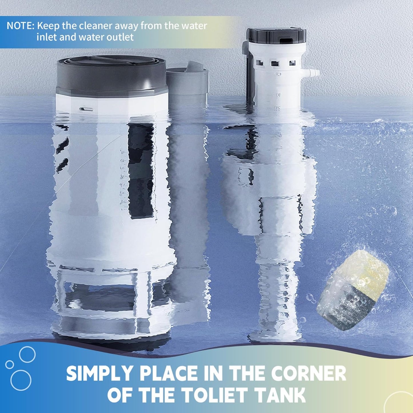 Toilet Bowl Cleaner Tablets, Automatic Toilet Bowl Cleaners, Long-Lasting Toilet Tabs Drop in Tank for Deodorizing & Descaling, Blue & Yellow, 20 Packs