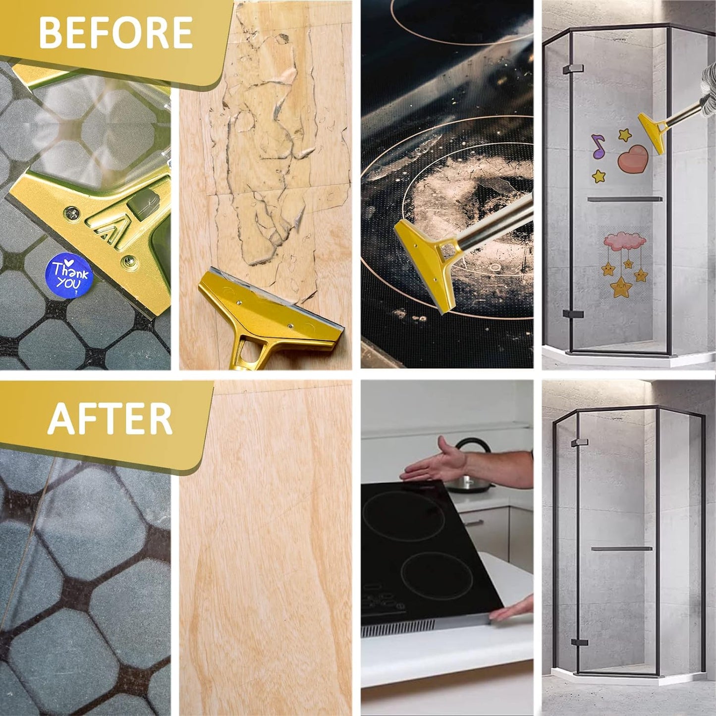 Razor Blade Scraper,Floor Scraper Tool with 20PCS Extra Blades,Paint Scraper Ideal for Cleaning Stove Top,Windows,Glass,Tiles,Wall,Labels.(4 in,Metal)