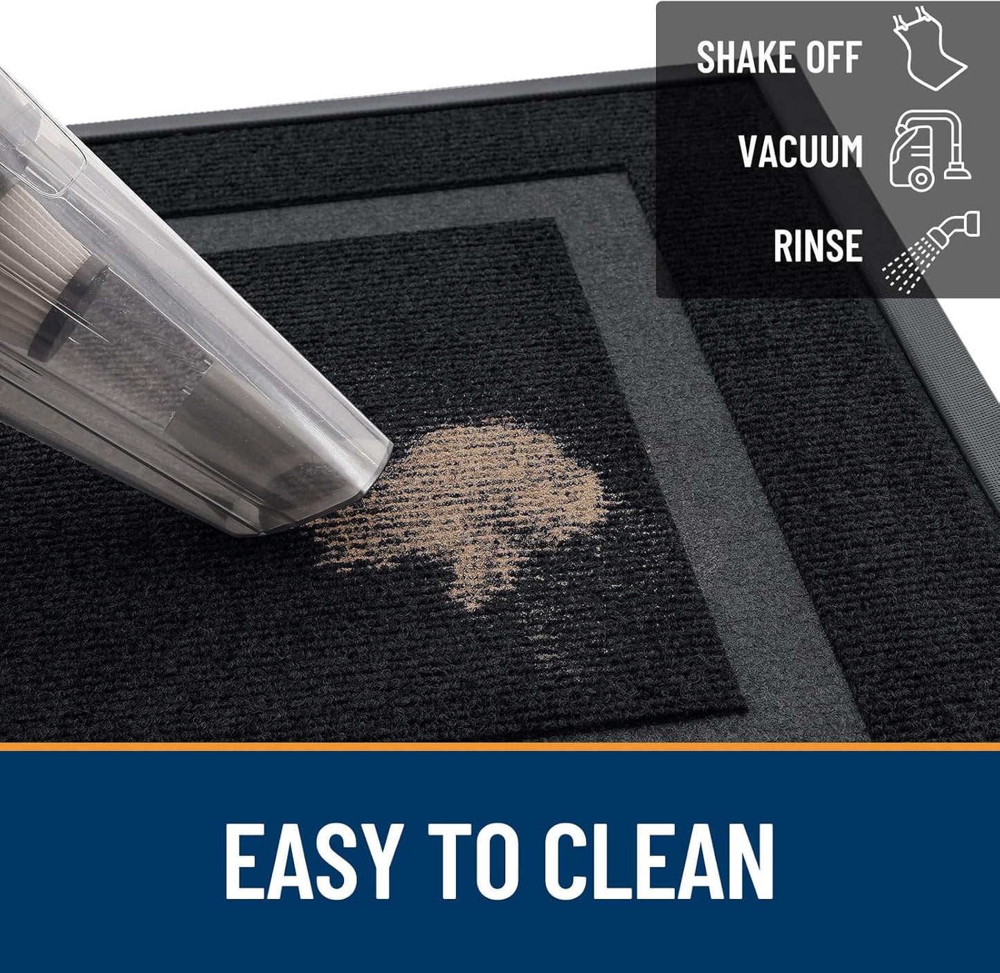 OLANLY Front Door Mat Indoor Outdoor Entrance, Waterproof All-Season, All-Weather Doormat, Sturdy Natural Rubber, Fade Resistant, Low Profile, Easy Clean Patio Porch Entryway Mat, 47x24, Black